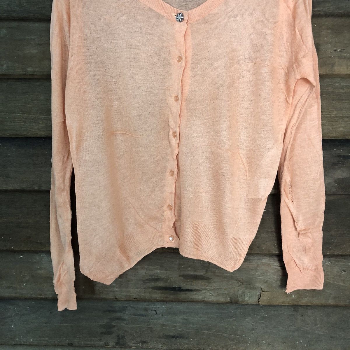 Japanese Brand Cinema Club Pink Patterned meshnet thin Cardigans #7234 Size M / US 6-8 / IT 42-44 - 3 Thumbnail