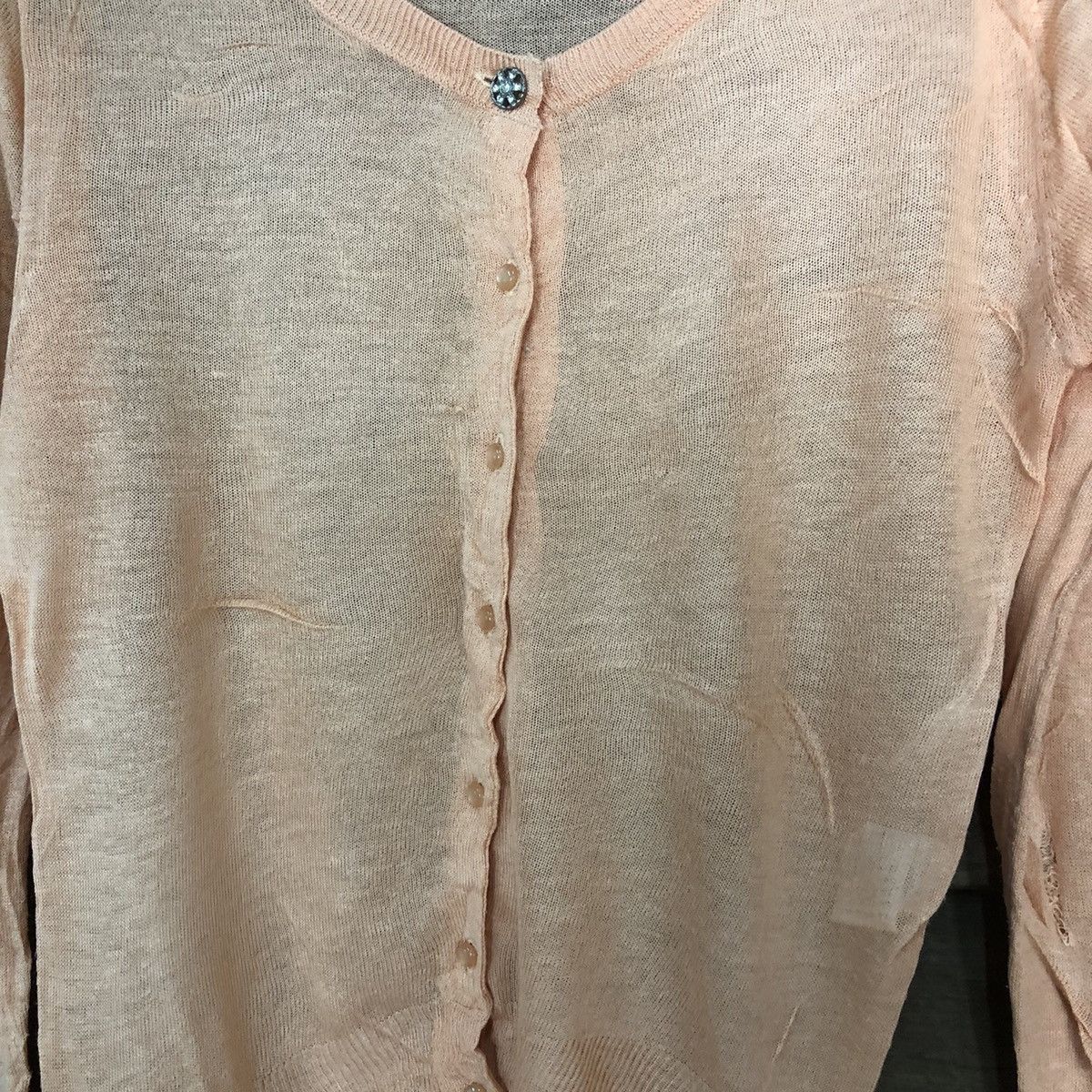 Japanese Brand Cinema Club Pink Patterned meshnet thin Cardigans #7234 Size M / US 6-8 / IT 42-44 - 5 Thumbnail
