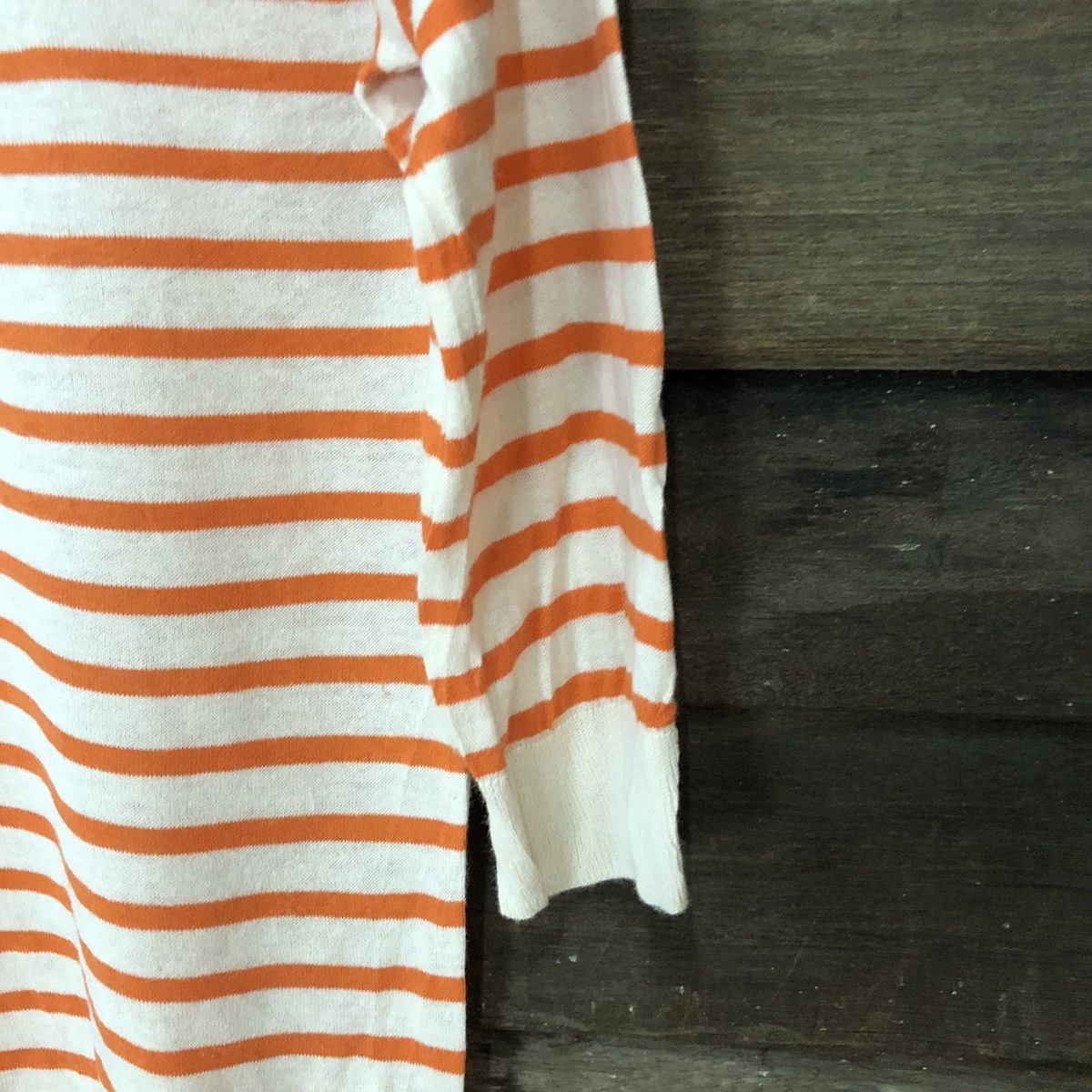 Japanese Brand × OVER THE STRiPES Cutie Blonde Stripe Orange Cardigan knitwear #7241 Size L / US 10 / IT 46 - 10 Thumbnail