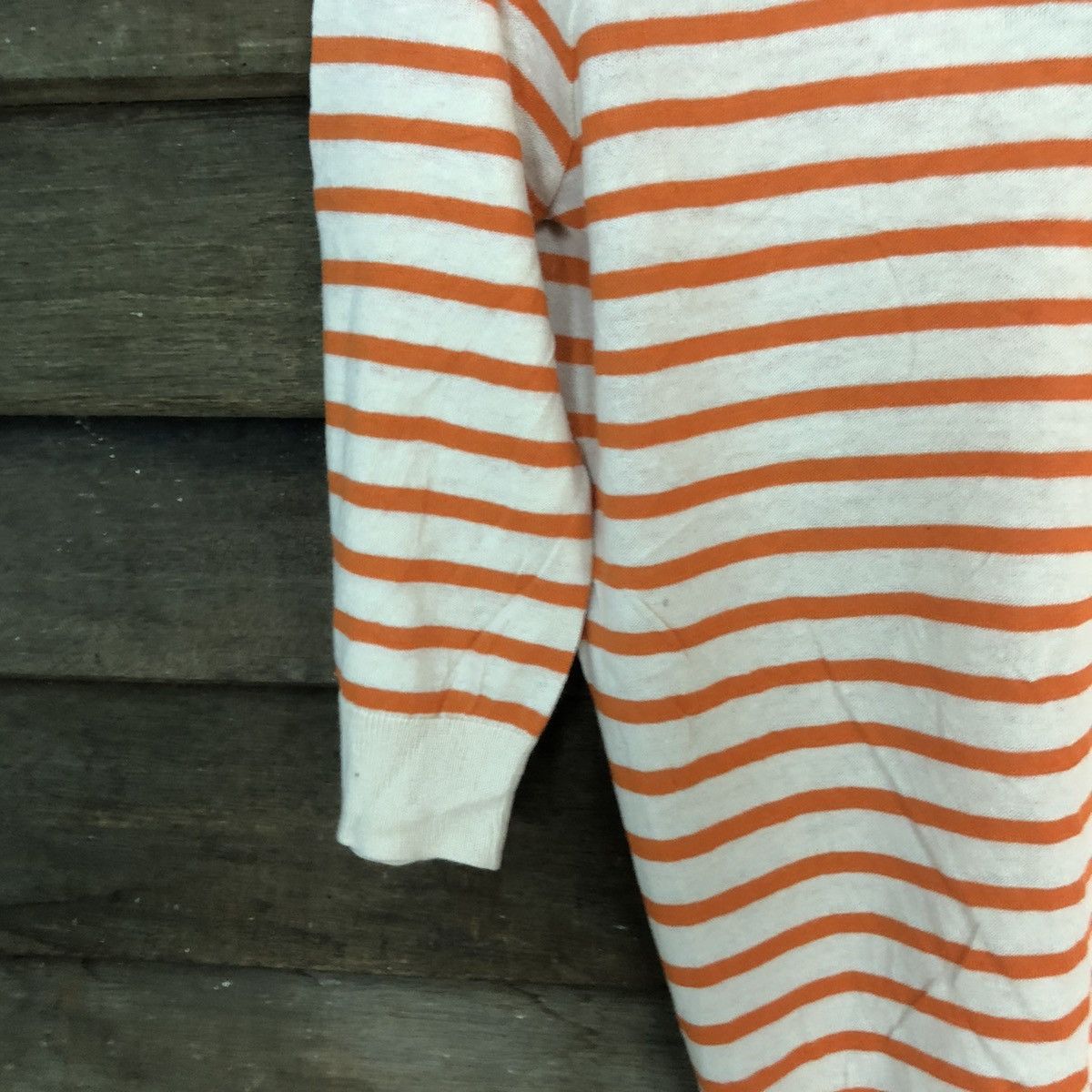 Japanese Brand × OVER THE STRiPES Cutie Blonde Stripe Orange Cardigan knitwear #7241 Size L / US 10 / IT 46 - 9 Thumbnail