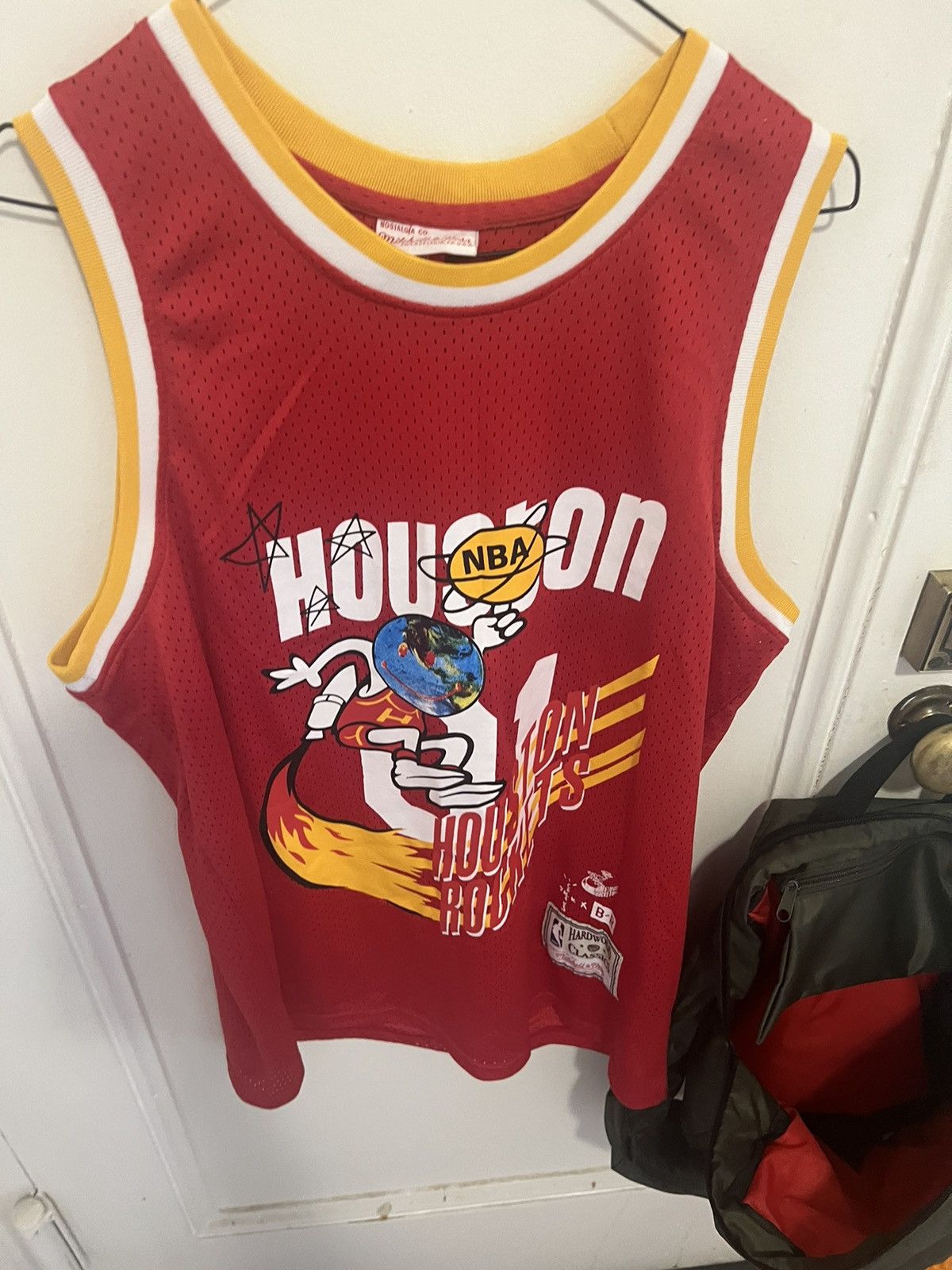 Mitchell Ness Streetwear Mitchell Ness BR remix Travis Scott Houston Rockets jersey Grailed