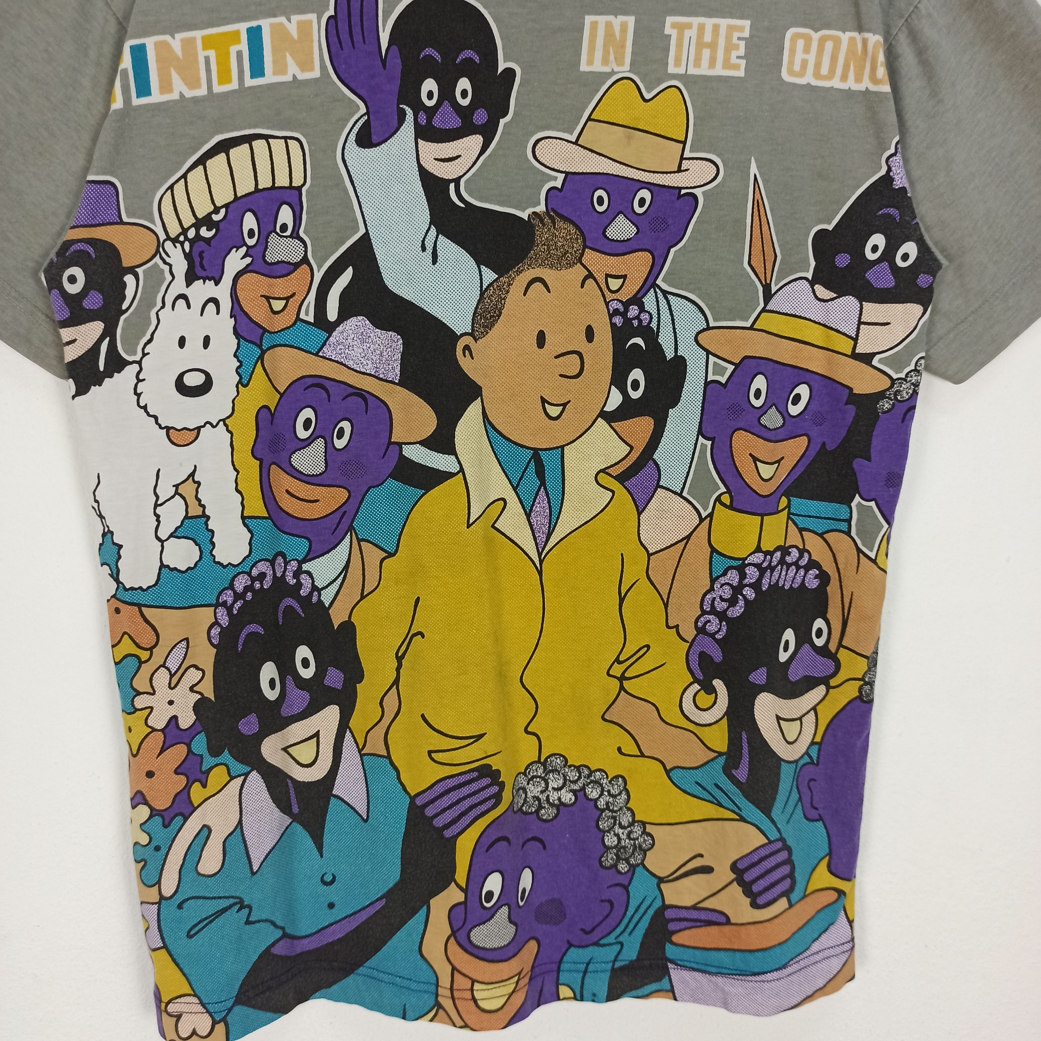 Cartoon Network 🔥Rare🔥 Full Printed Tintin Movie " In The Congo " Tshirt Size US L / EU 52-54 / 3 - 3 Thumbnail