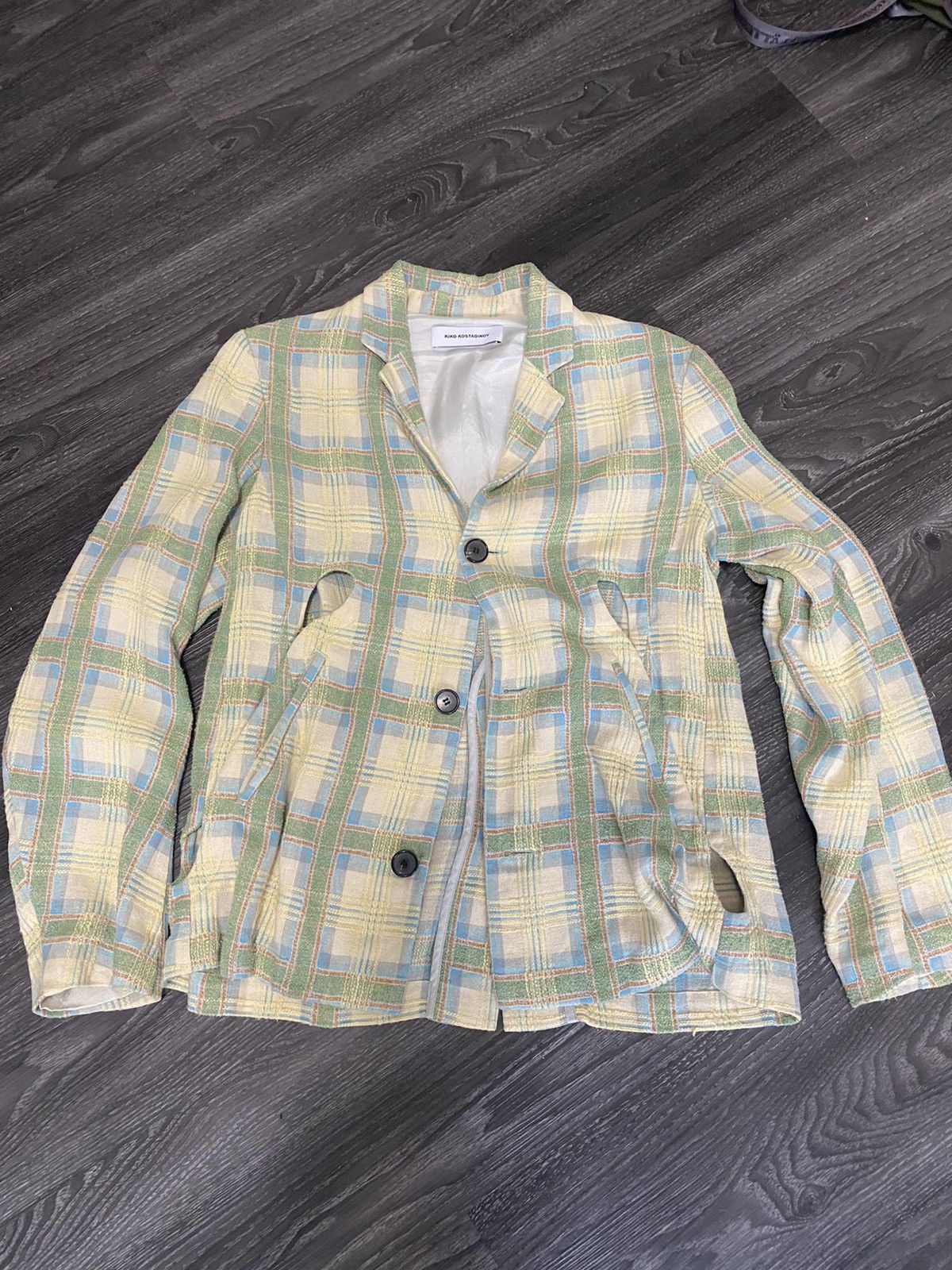 Kiko Kostadinov Panchali Key Check Blazer In Green Check