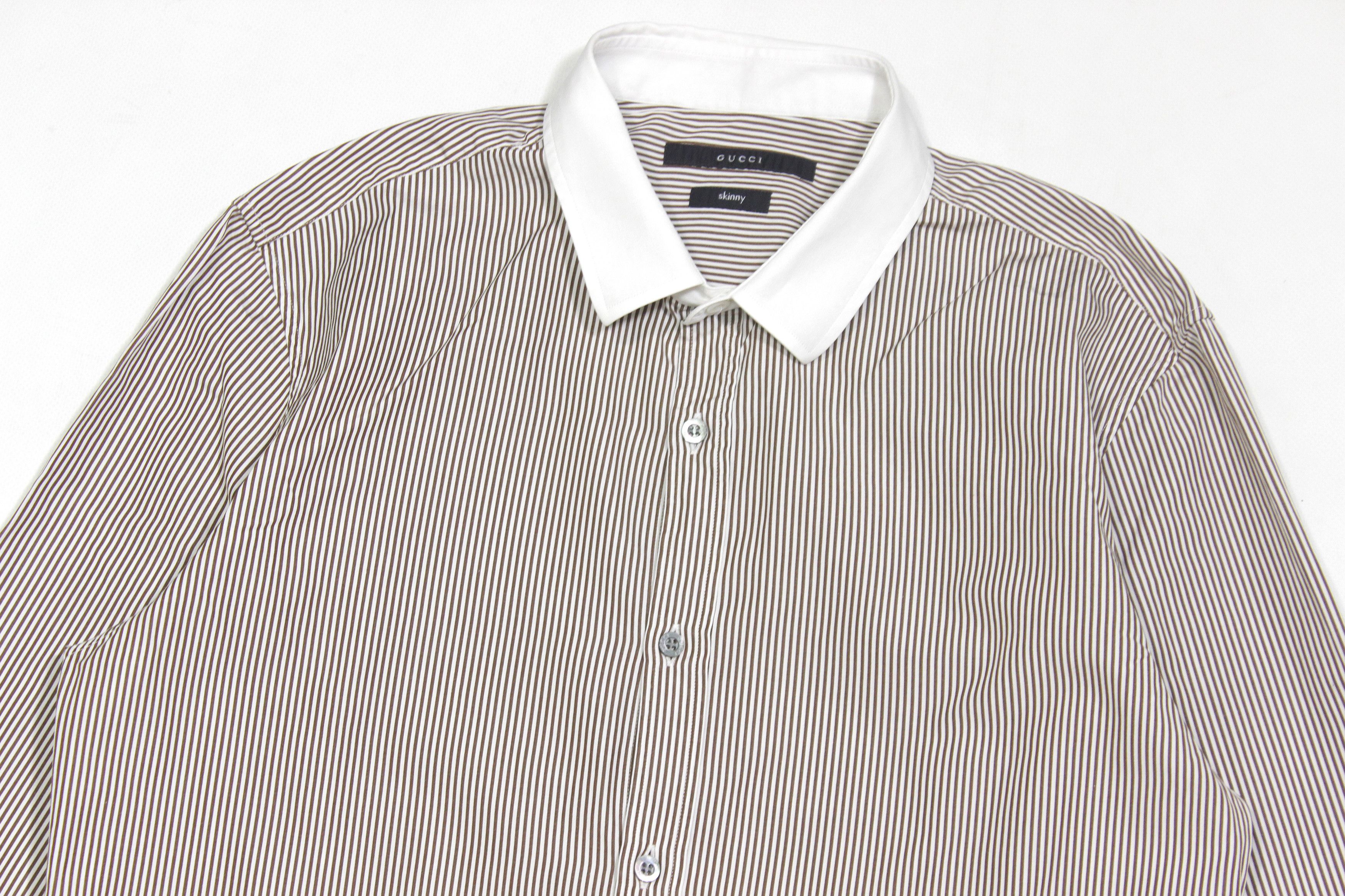 Gucci Striped Dress Skinny Fit Shirt 40 Size Size US M / EU 48-50 / 2 - 3 Thumbnail
