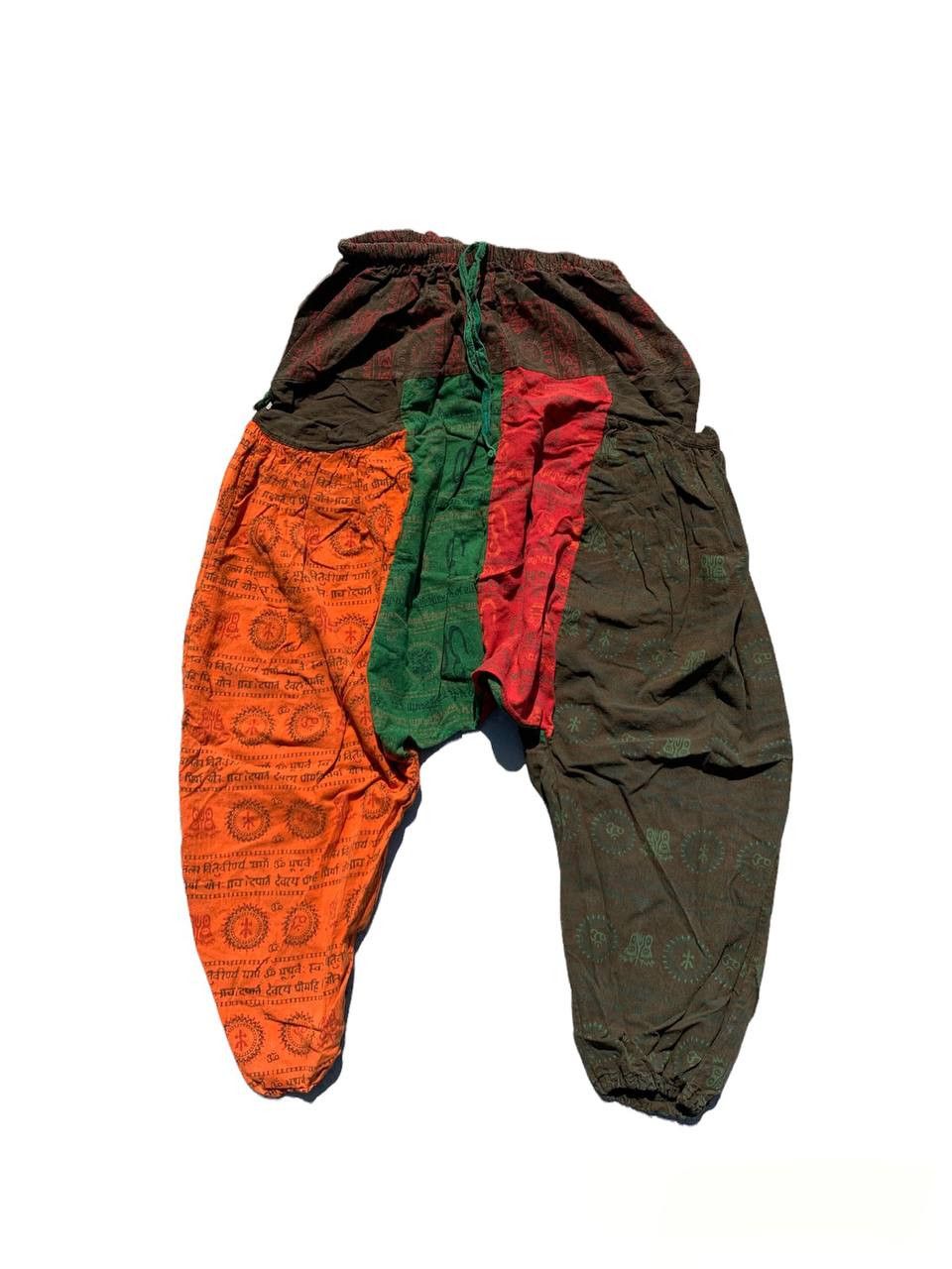 Vintage Script Logo Colorblock Drop Crotch Pants Elastic