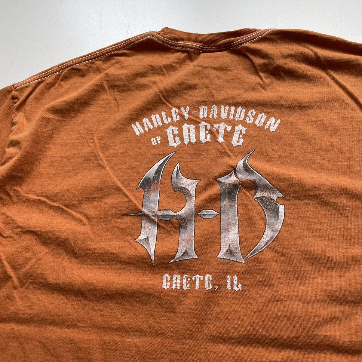 Harley Davidson × Vintage Vintage 2000s Harley Davidson Faded Graphic T Shirt Orange Size US XXL / EU 58 / 5 - 4 Thumbnail