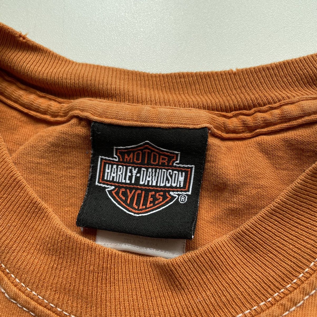 Harley Davidson × Vintage Vintage 2000s Harley Davidson Faded Graphic T Shirt Orange Size US XXL / EU 58 / 5 - 5 Thumbnail