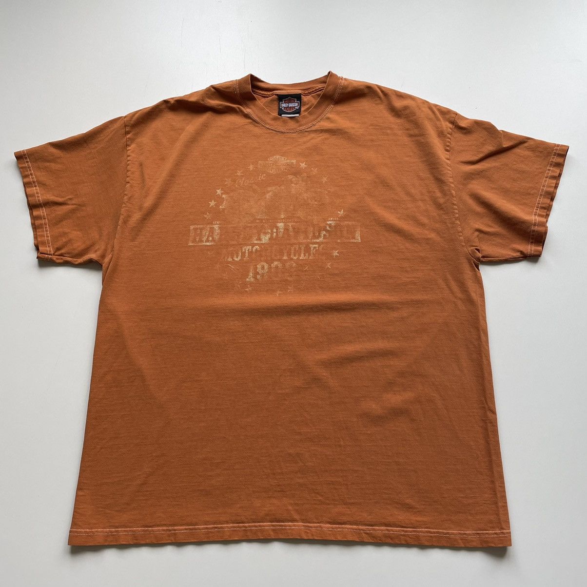 Harley Davidson × Vintage Vintage 2000s Harley Davidson Faded Graphic T Shirt Orange Size US XXL / EU 58 / 5 - 1 Thumbnail