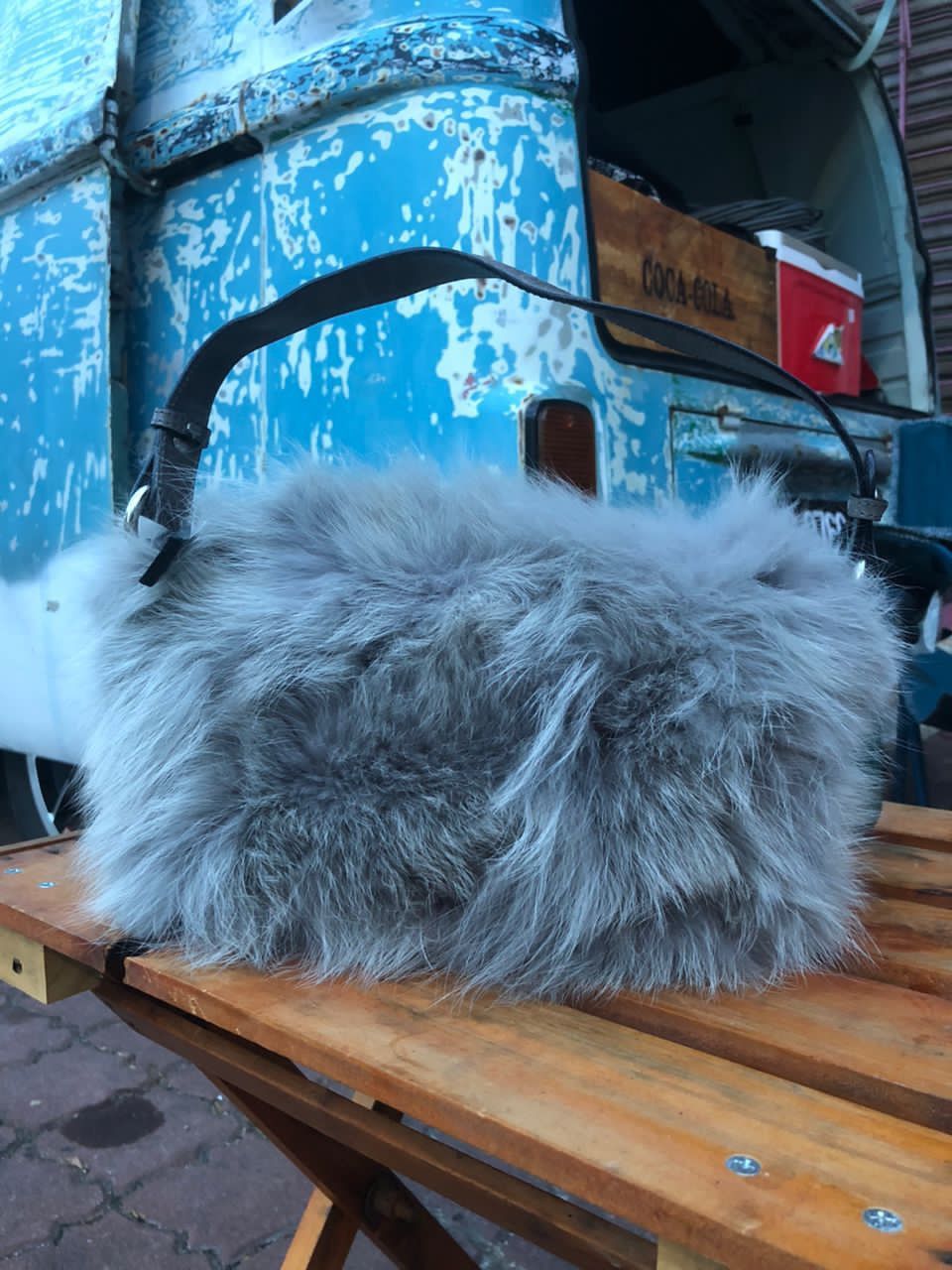 image of Avant Garde x Italian Designers Castellari Milano Fox Fur Handbags in Grey, Women's