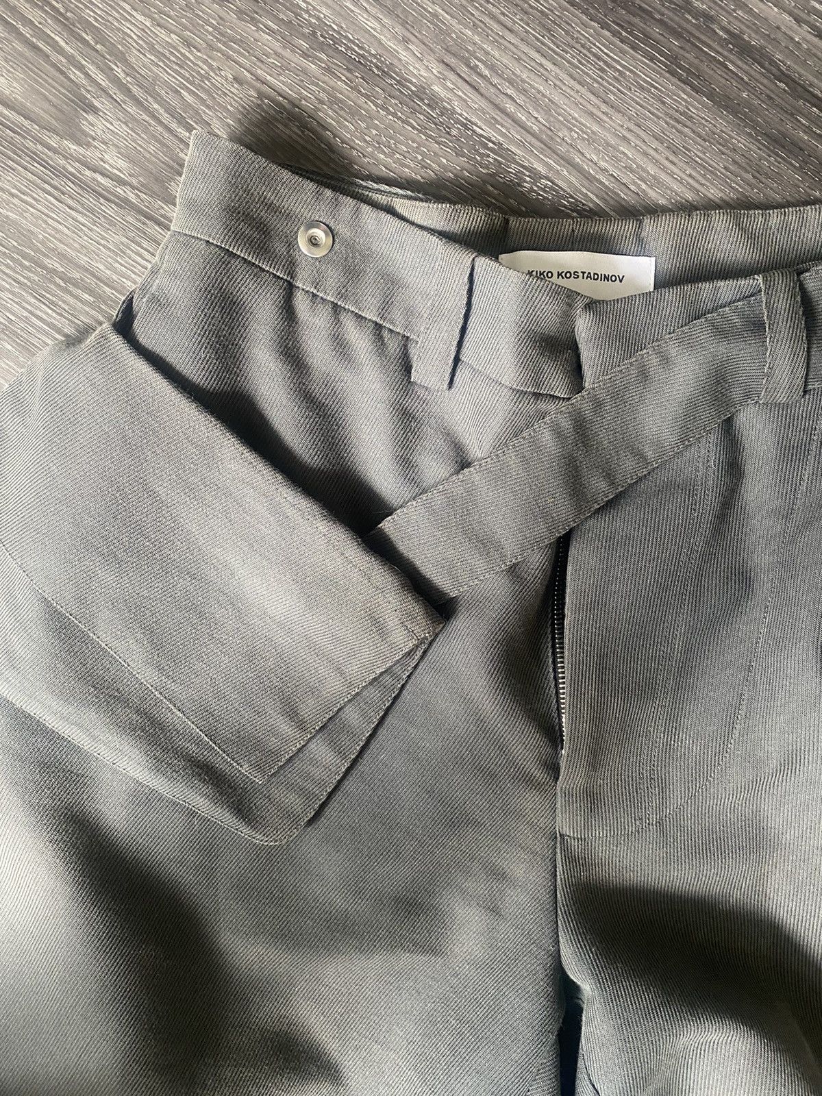 image of Kiko Kostadinov 0003 Wrapped Knee Trousers in Grey, Men's (Size 30)