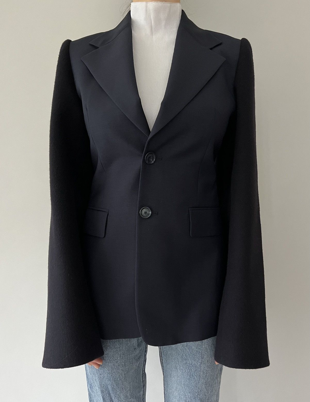 Maison Margiela FW19 Paneled wool and mohair-blend felt and woven blazer Size 40R - 6 Thumbnail