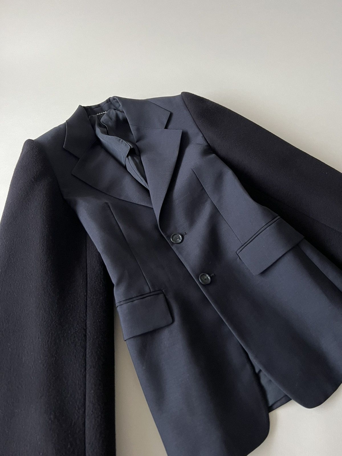 Maison Margiela FW19 Paneled wool and mohair-blend felt and woven blazer Size 40R - 3 Thumbnail