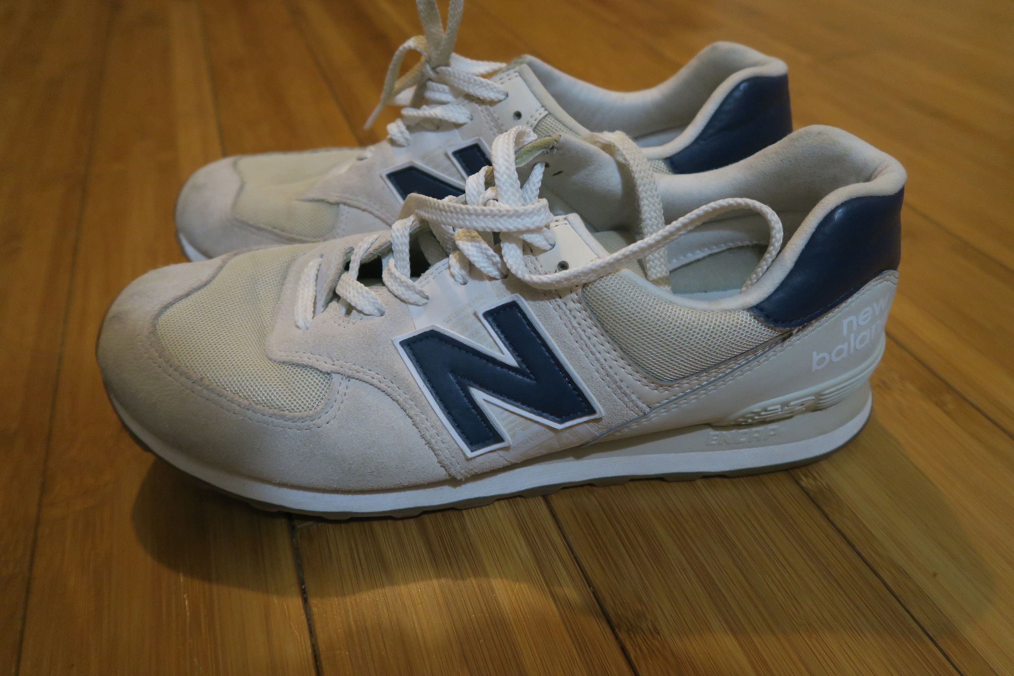 New Balance 574 Sneakers Moonbeam Navy Beige Blue Men's 13