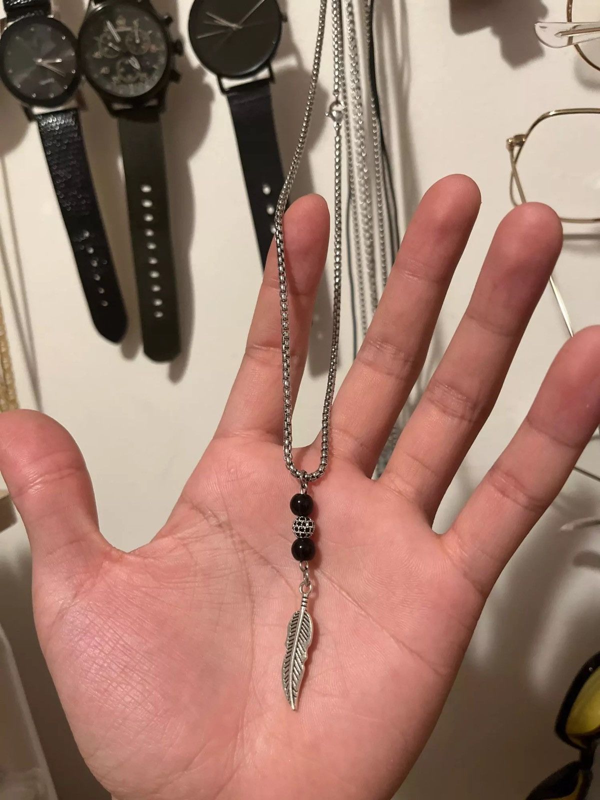 Other Ball Bracelet Feather Pendant Necklace 2 Psc/set Size ONE SIZE - 2 Thumbnail