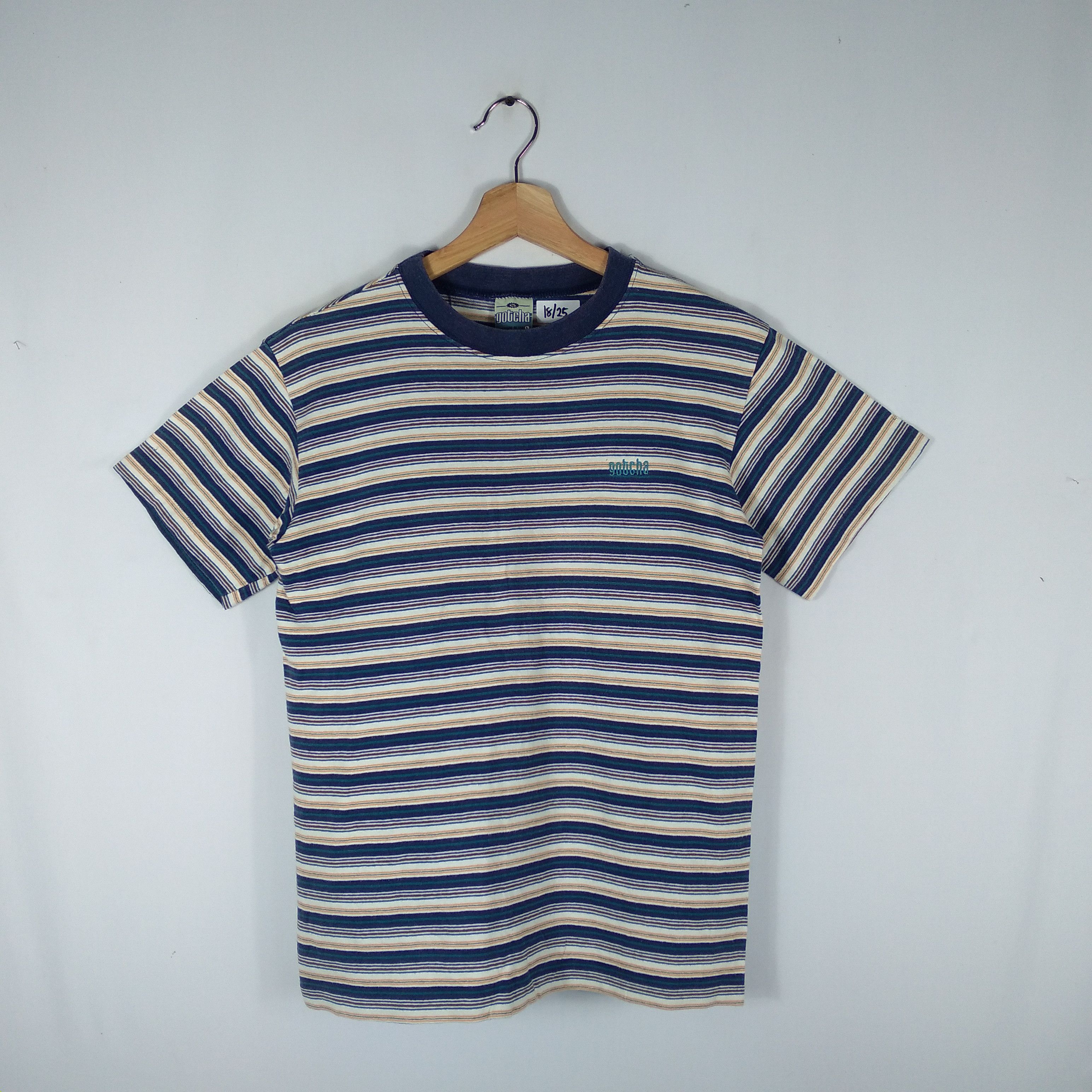 image of Vintage 90's Gotcha Classic Nice Stripes Tee in Blue, Men's (Size Small)