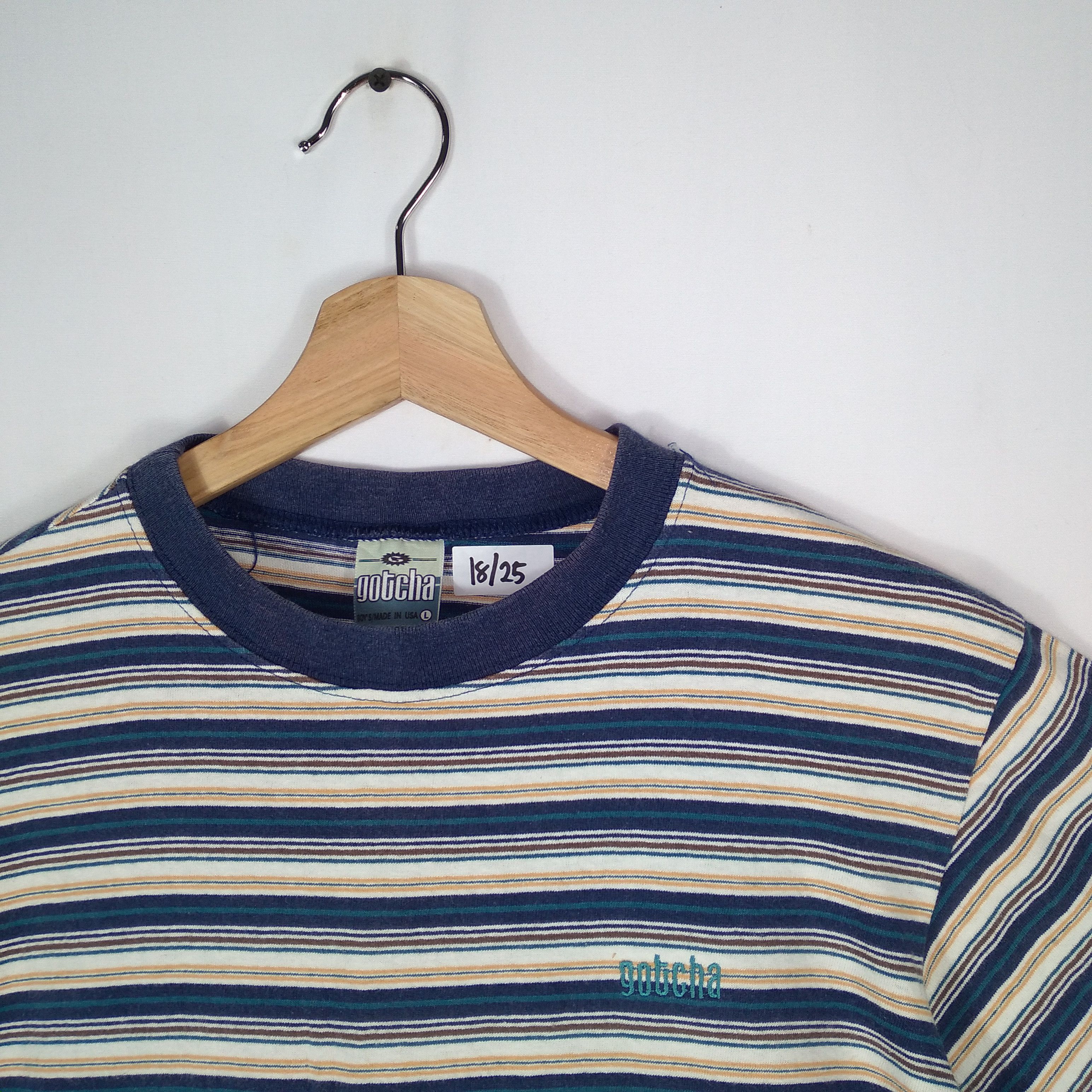 Gotcha × Vintage Vintage 90s Gotcha Classic Nice Stripes Tee Size US S / EU 44-46 / 1 - 2 Thumbnail