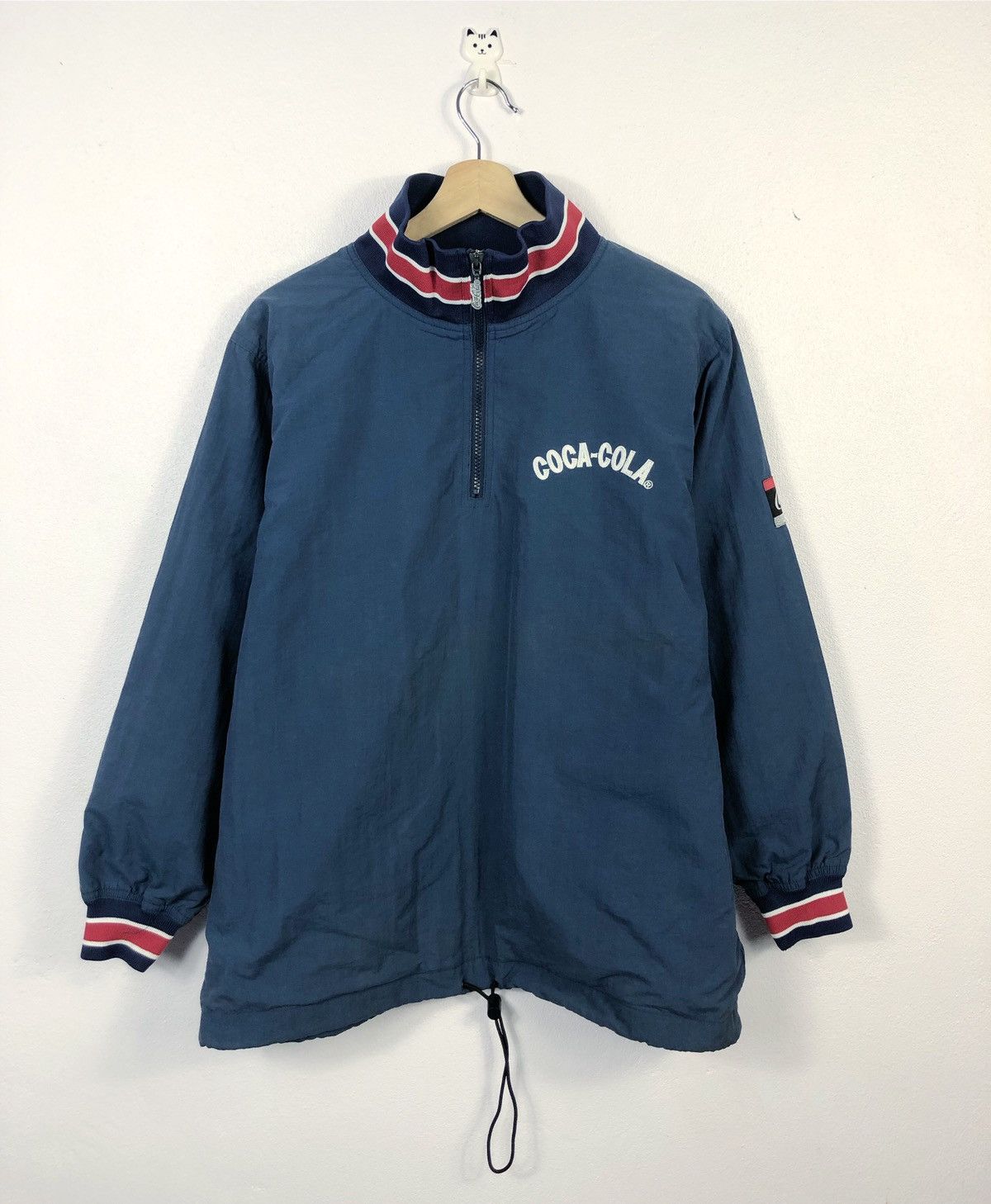 image of 90's Coca Cola Coke Half Zip Sweater in Blue, Men's (Size Medium)