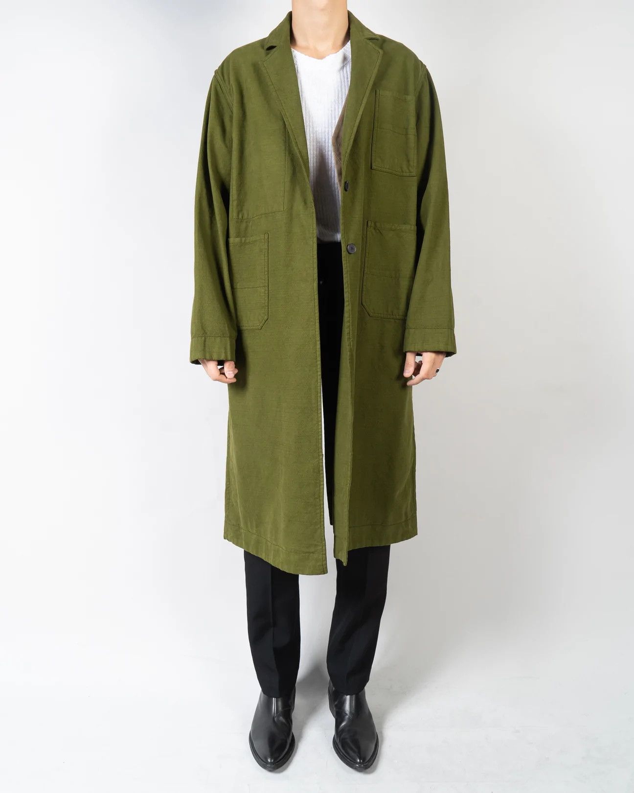 image of Haider Ackermann Ss19 Crystall Khaki Painter Workwear Coat in Green, Men's (Size Medium)