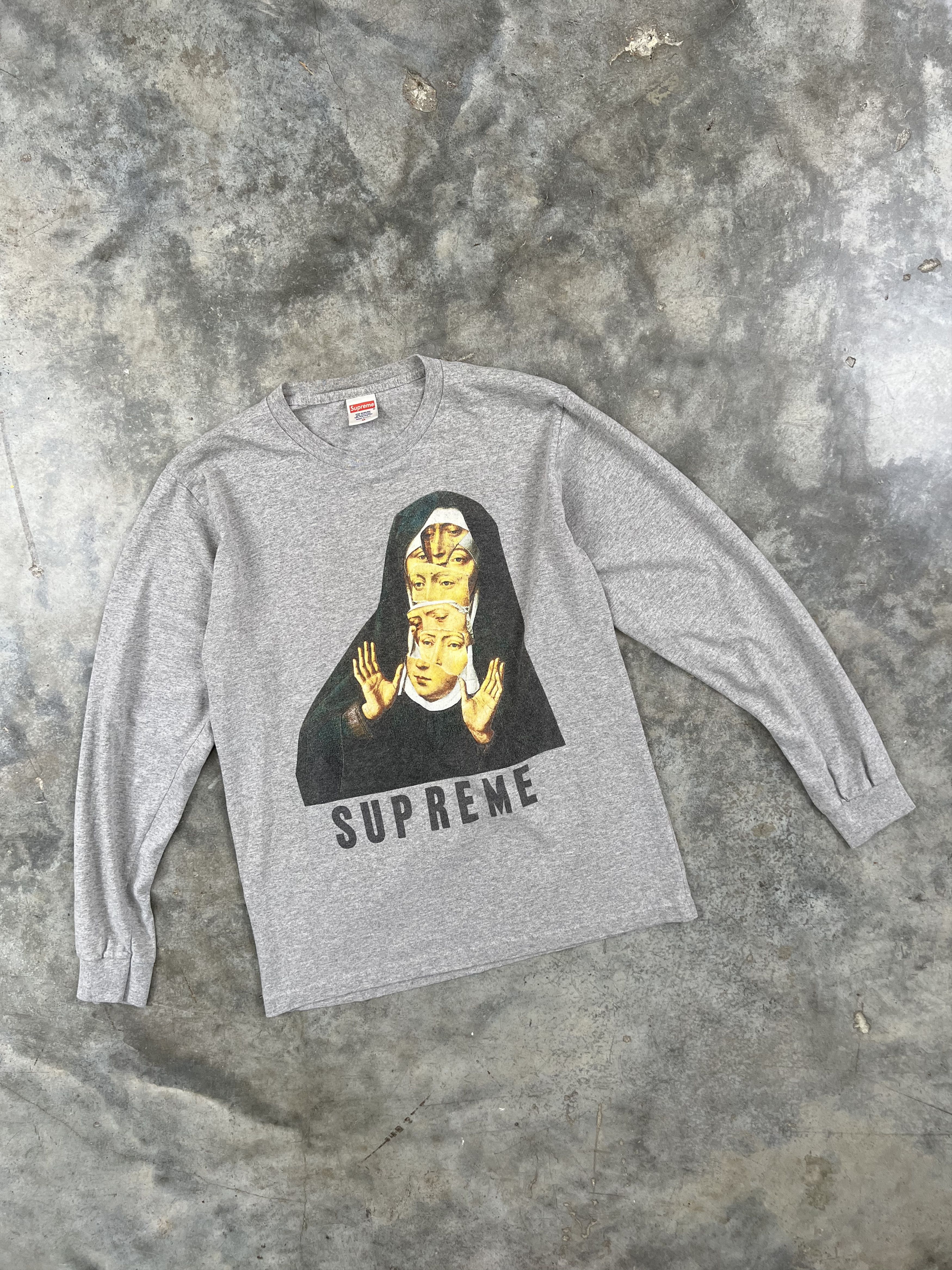 image of Supreme Ss17 Triple Nun Long Sleeve Tee Shirt Grey Medium, Men's