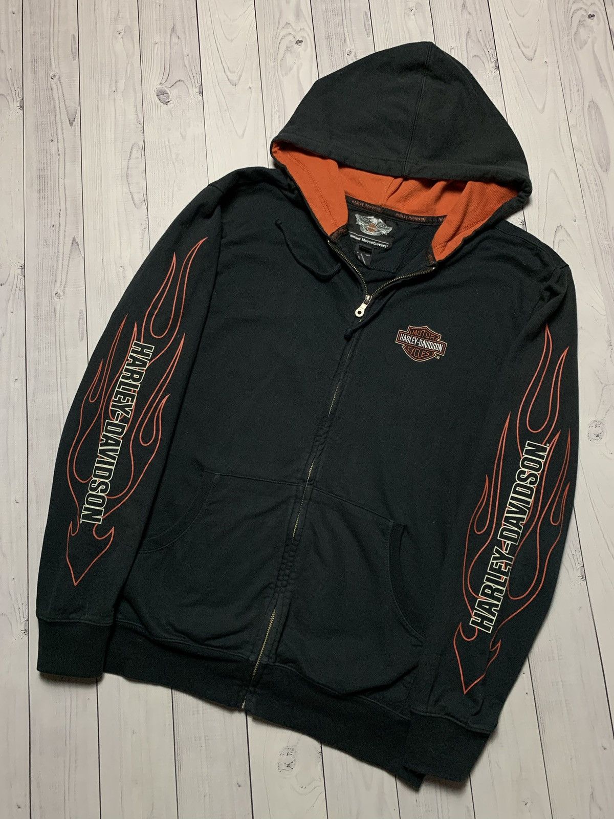 Harley Davidson × Vintage Vintage Harley Davidson zip hoodie size L logo rare big logo Size US L / EU 52-54 / 3 - 2 Thumbnail