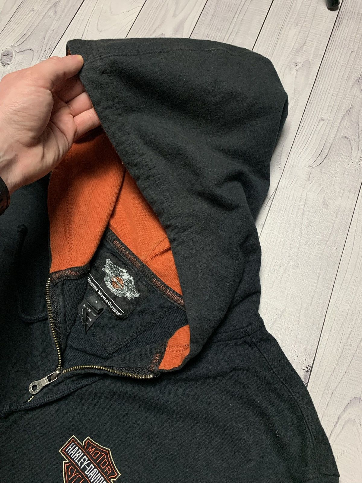 Harley Davidson × Vintage Vintage Harley Davidson zip hoodie size L logo rare big logo Size US L / EU 52-54 / 3 - 5 Thumbnail