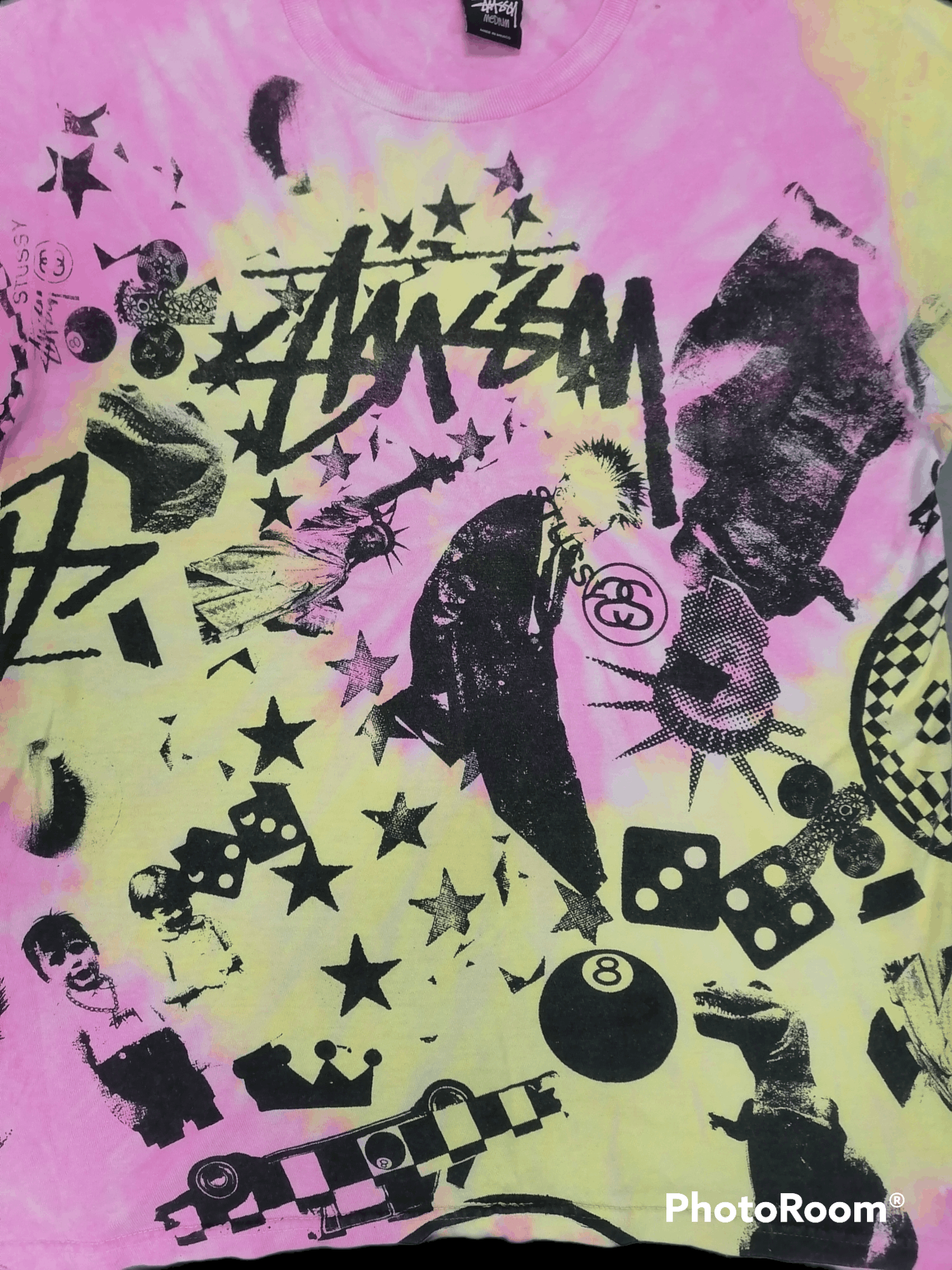 Stussy × Vintage Rare🔥Stussy Tie Dye All Logo Shirts Size US M / EU 48-50 / 2 - 2 Thumbnail