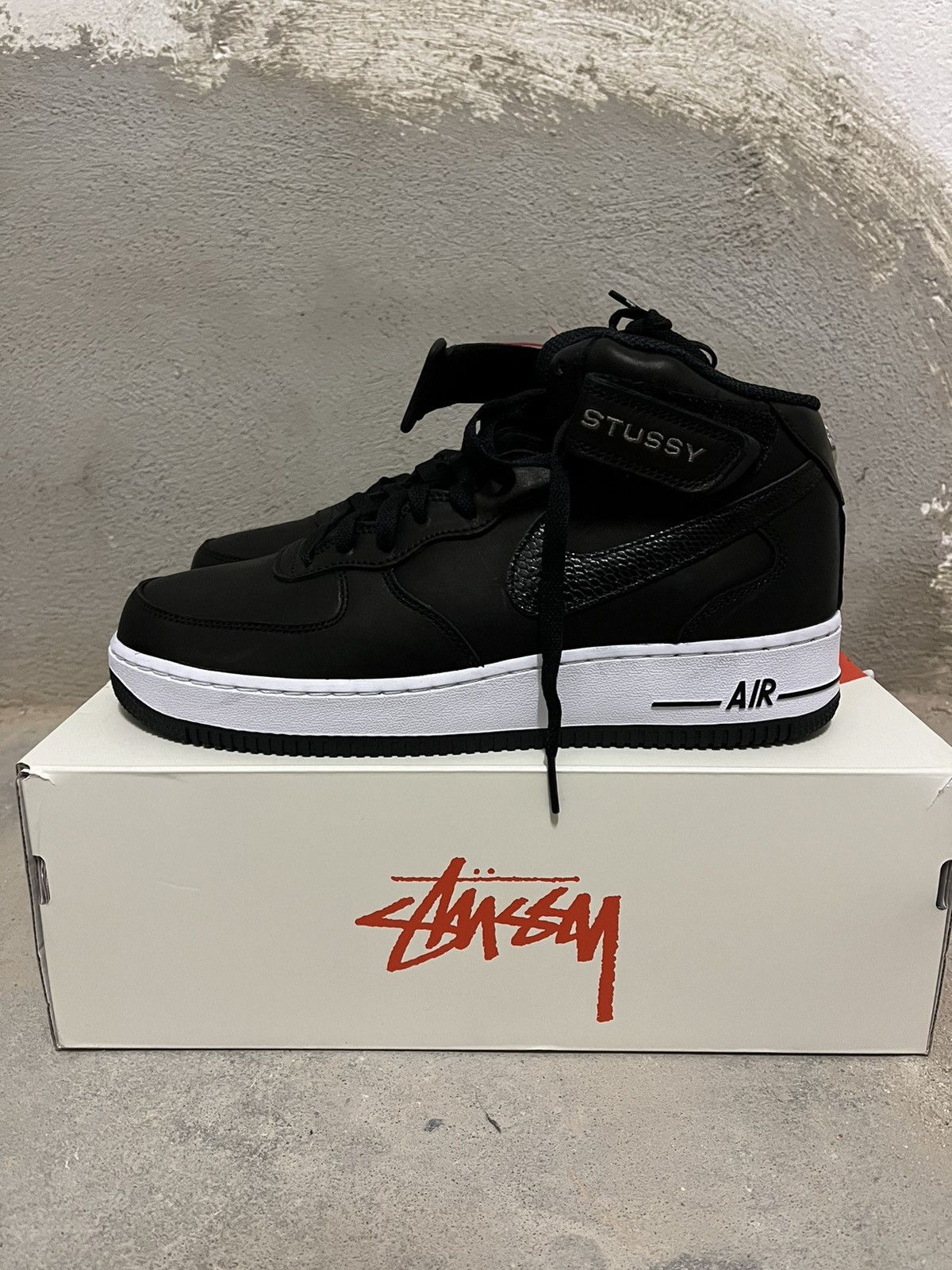 Pre-owned Nike X Stussy Air Force Mid 07 Shoes In Black