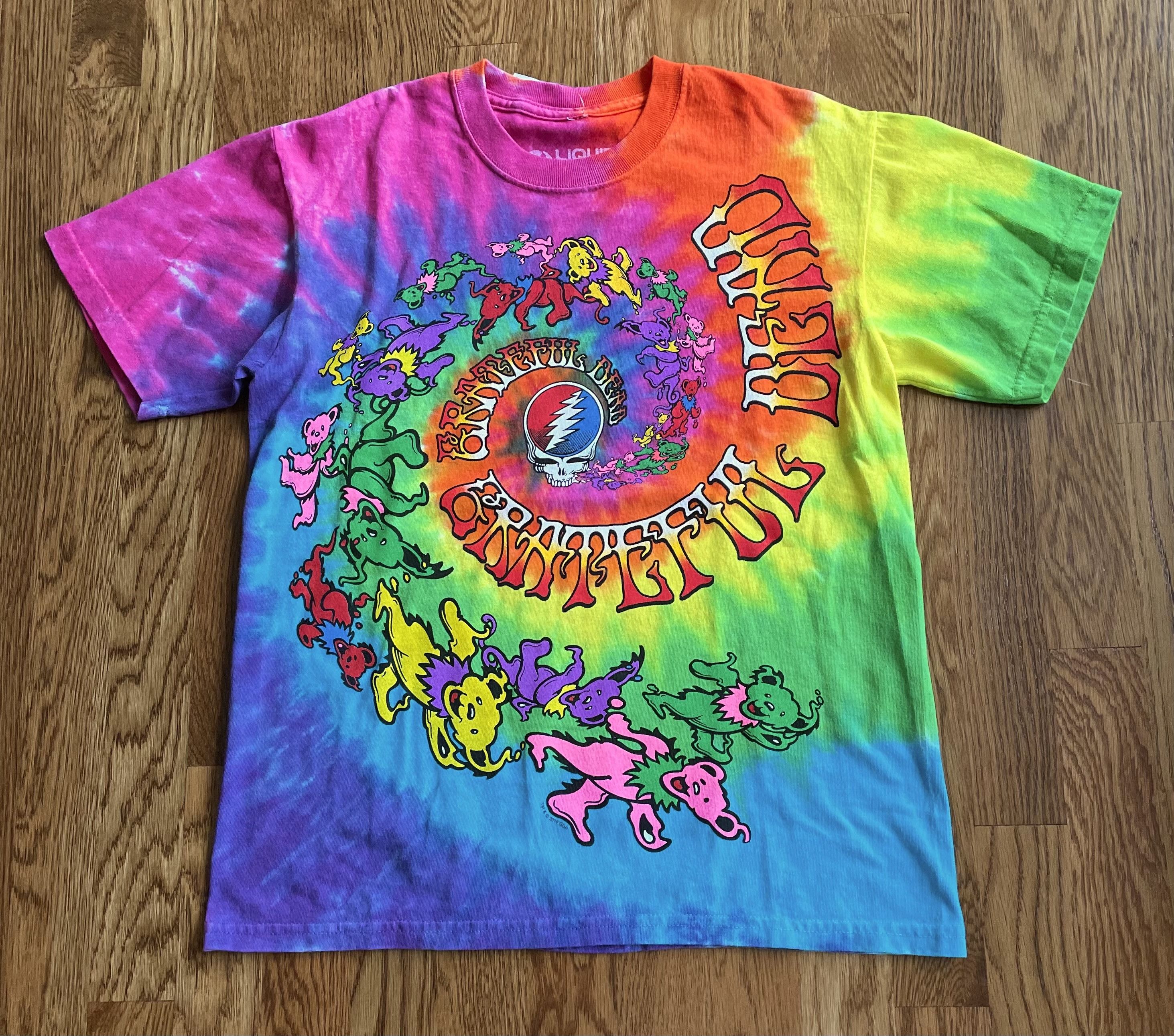 Grateful Dead Spiral Bears Tie-Dye T-Shirt Tee Liquid Blue