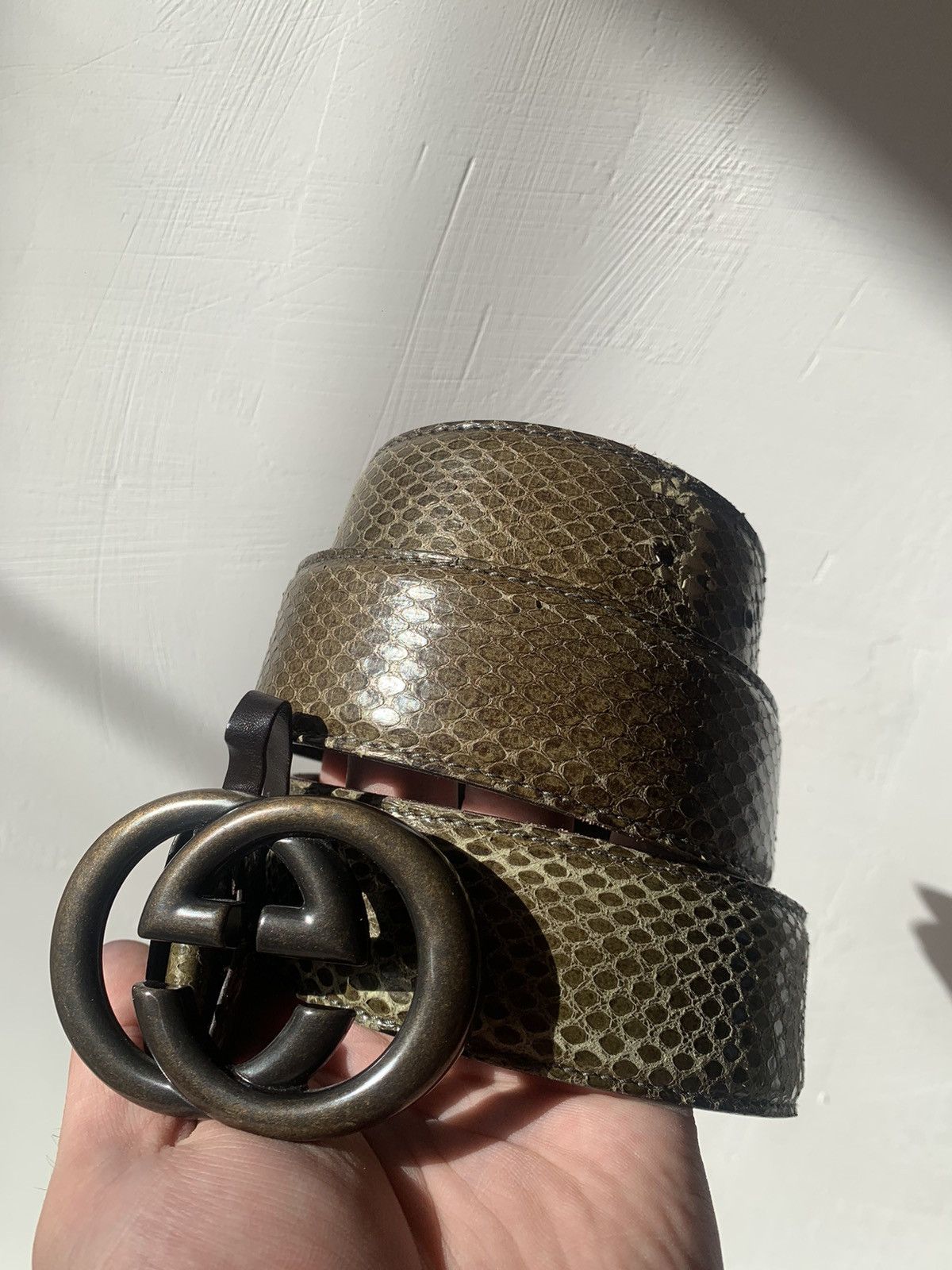 Gucci 🐍Gucci Python Leather GG man luxury belt Size ONE SIZE - 8 Thumbnail