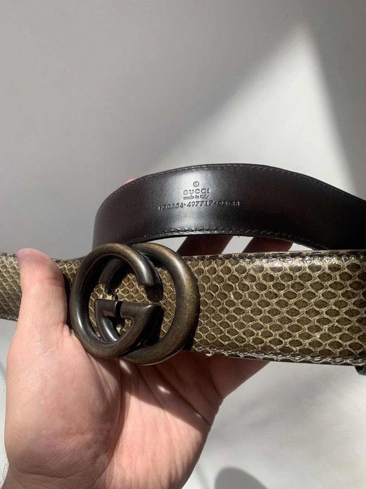 Gucci 🐍Gucci Python Leather GG man luxury belt Size ONE SIZE - 2 Thumbnail