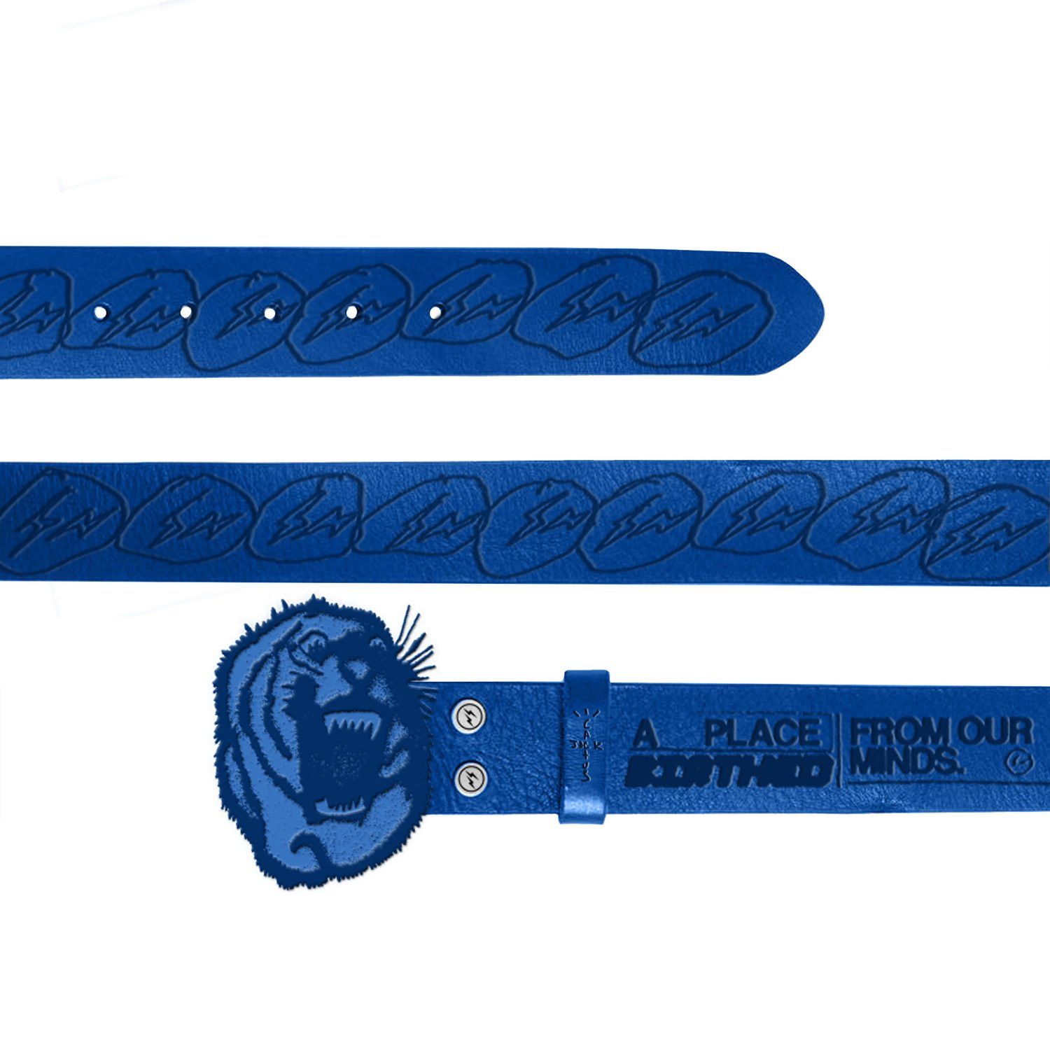 Fragment Design 32 100% Leather Blue Cactus Jack for Fragment Logo Belt Size 32 - 2 Thumbnail