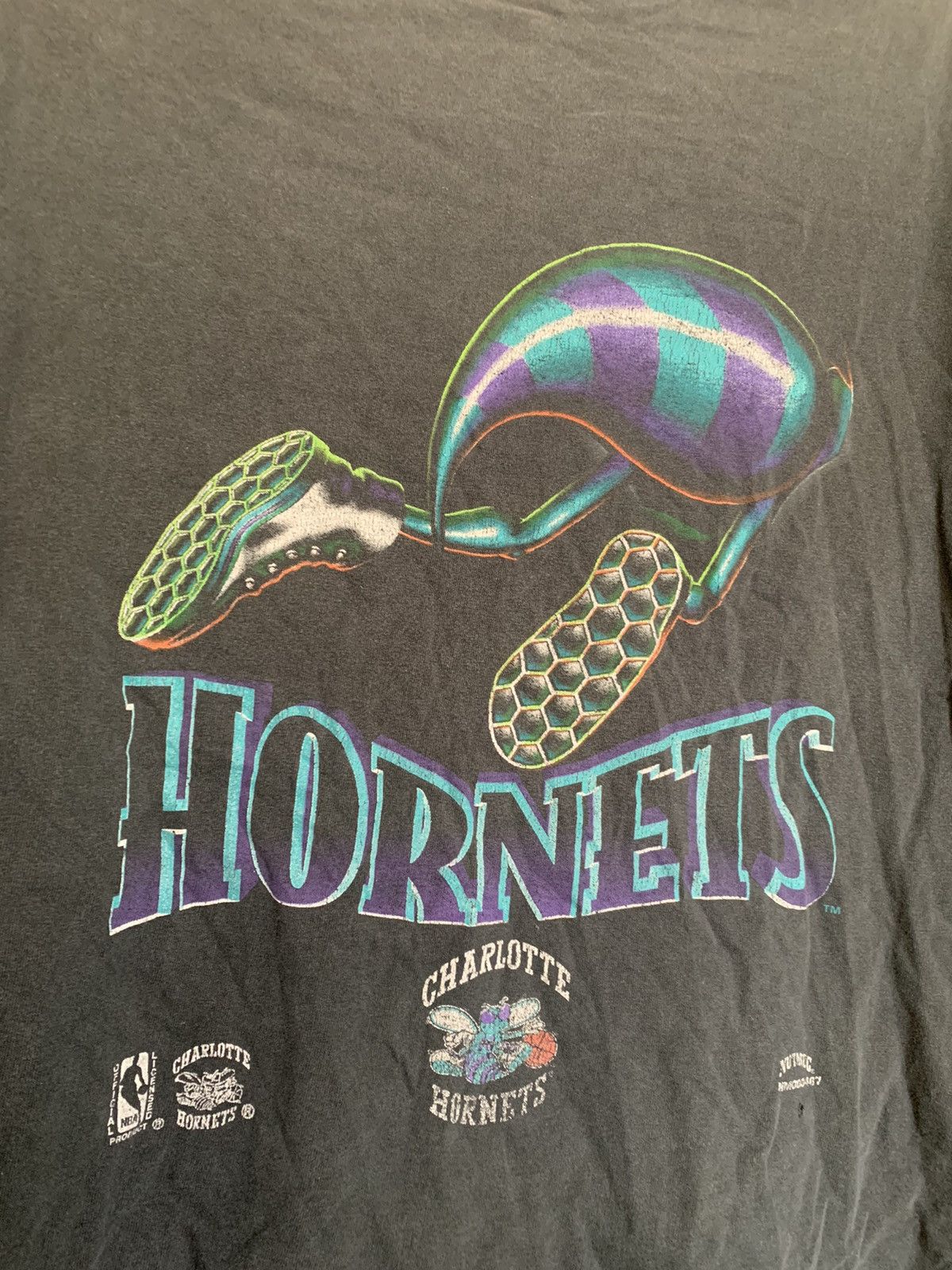 NBA × Vintage 1993 Charlotte Hornets Rare NBA vintage made in usa tee Size US XXL / EU 58 / 5 - 8 Thumbnail