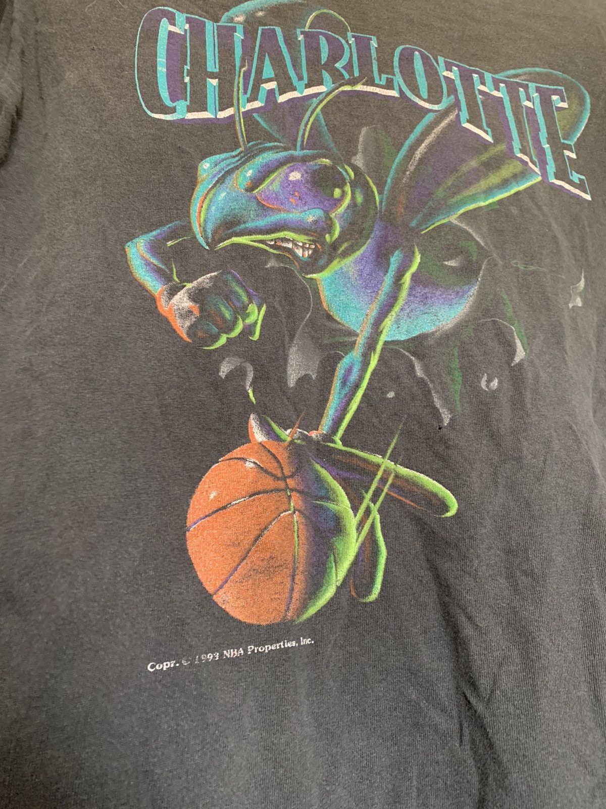 NBA × Vintage 1993 Charlotte Hornets Rare NBA vintage made in usa tee Size US XXL / EU 58 / 5 - 6 Thumbnail