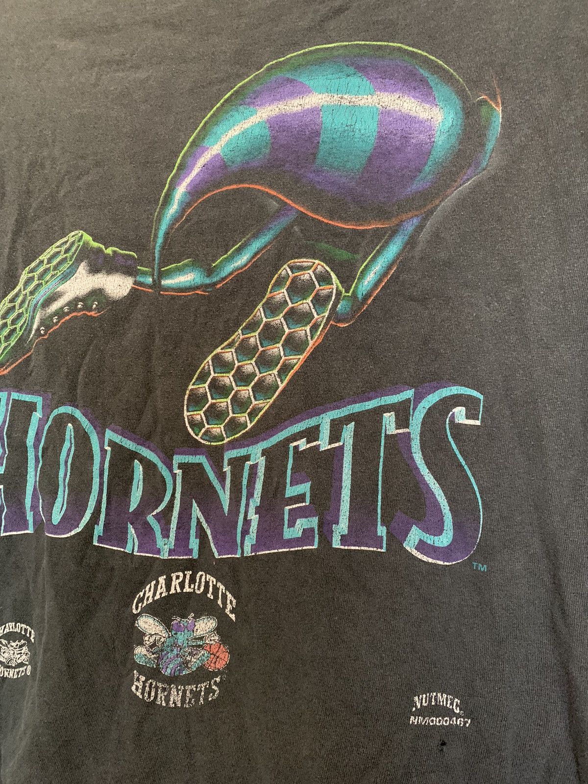 NBA × Vintage 1993 Charlotte Hornets Rare NBA vintage made in usa tee Size US XXL / EU 58 / 5 - 11 Thumbnail
