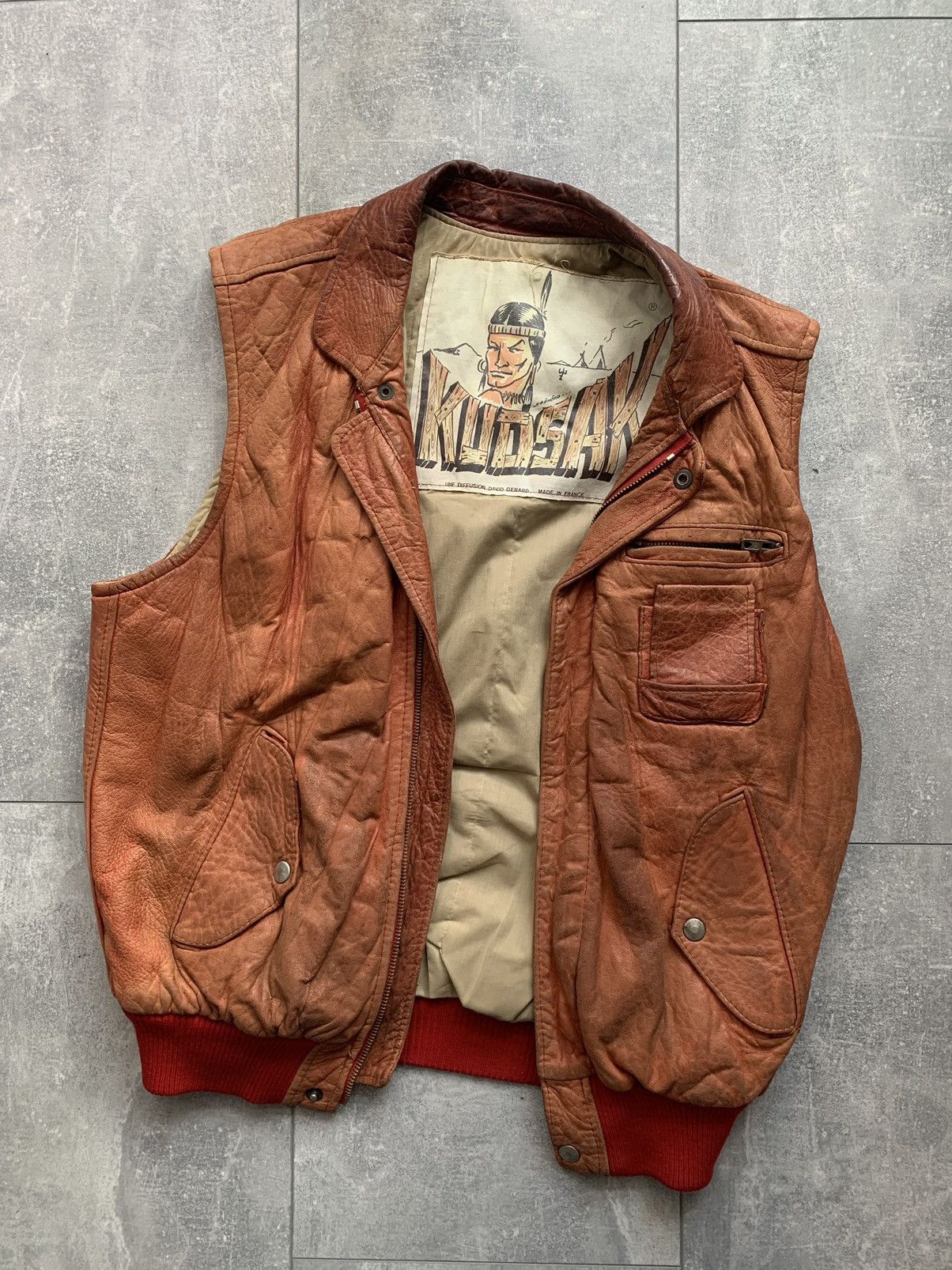 Vintage Kudsak vintage rare Indian leather vest jacket France Size US M / EU 48-50 / 2 - 1 Thumbnail