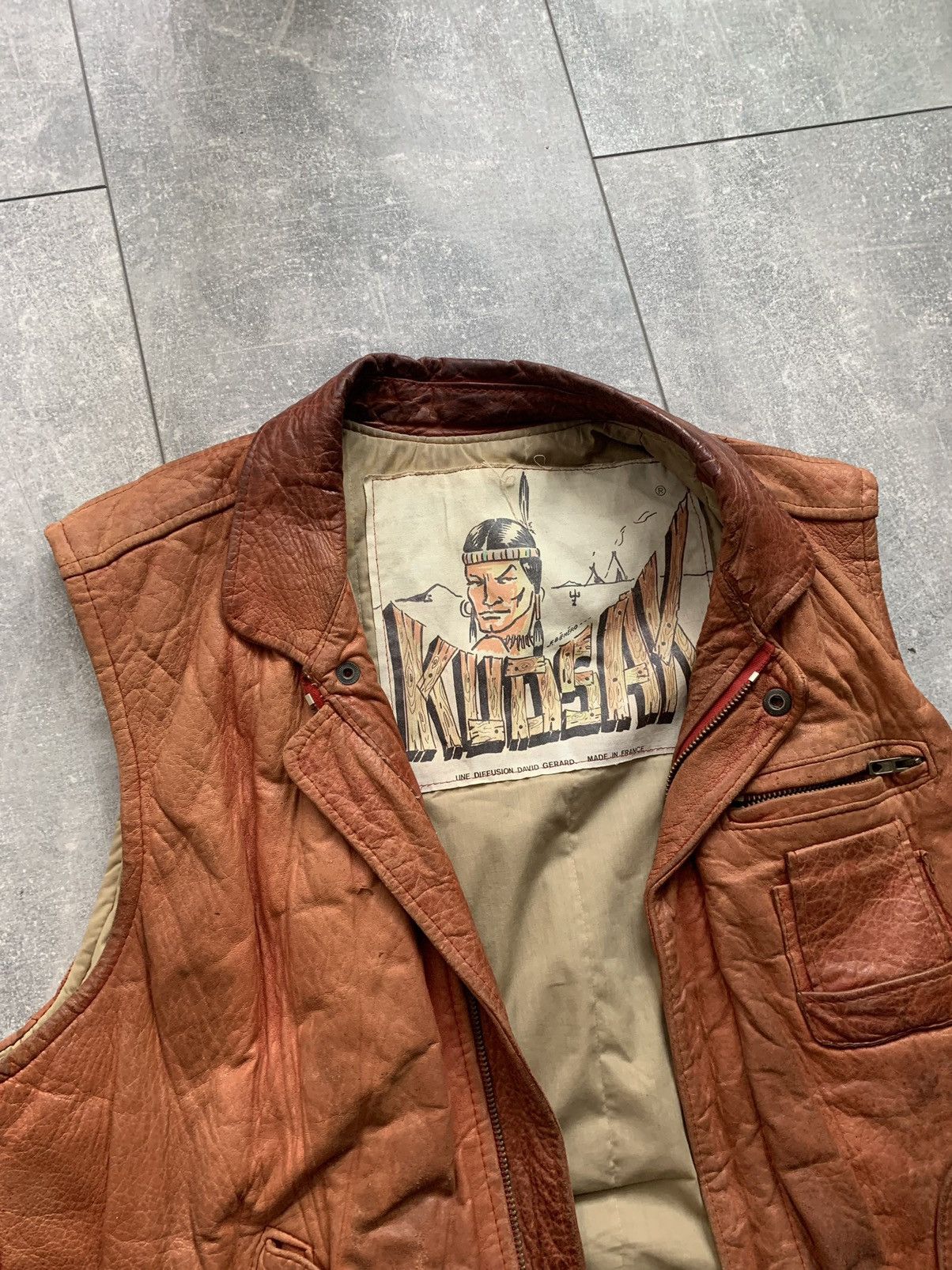 Vintage Kudsak vintage rare Indian leather vest jacket France Size US M / EU 48-50 / 2 - 7 Thumbnail