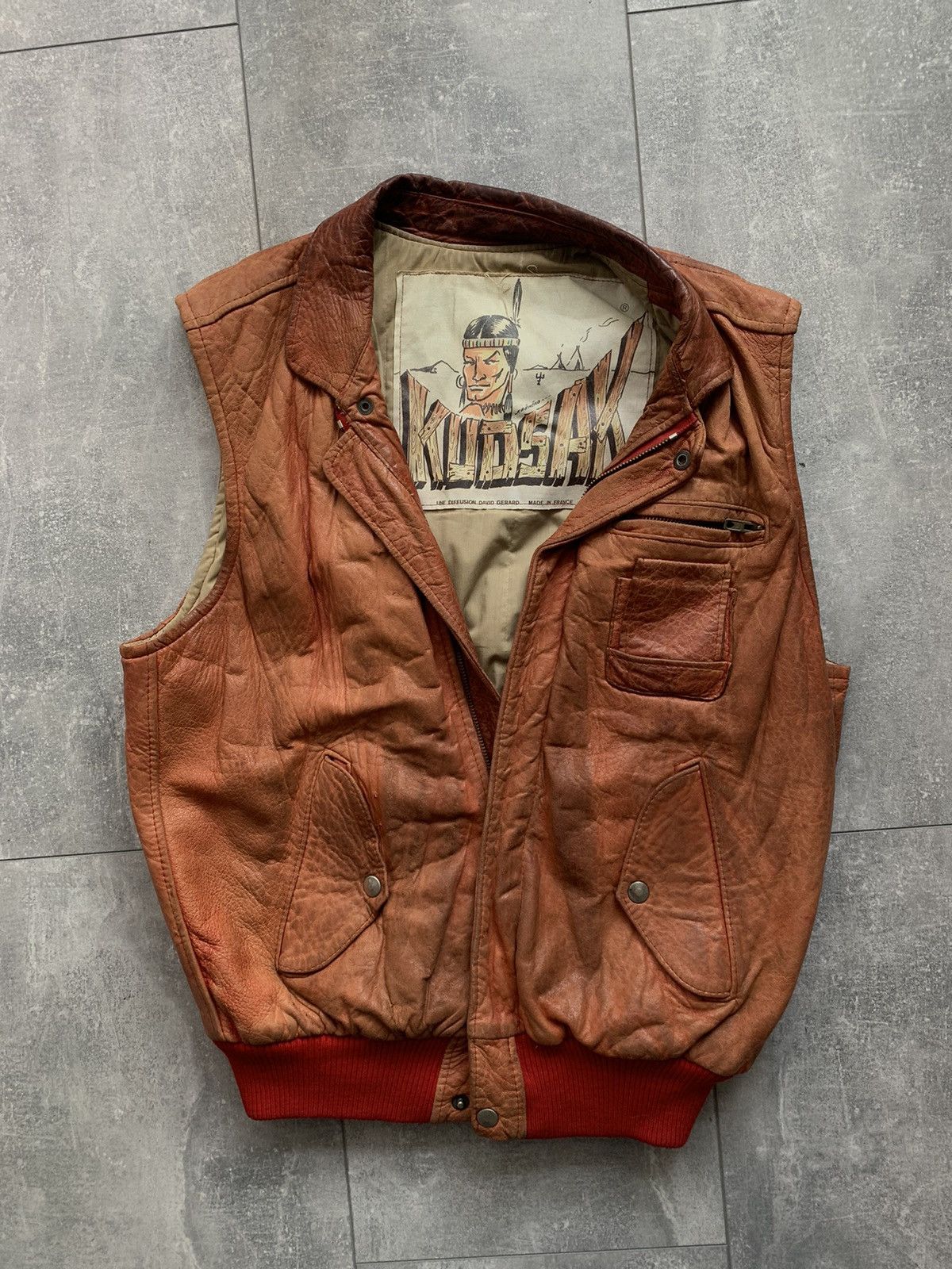 Vintage Kudsak vintage rare Indian leather vest jacket France | Grailed