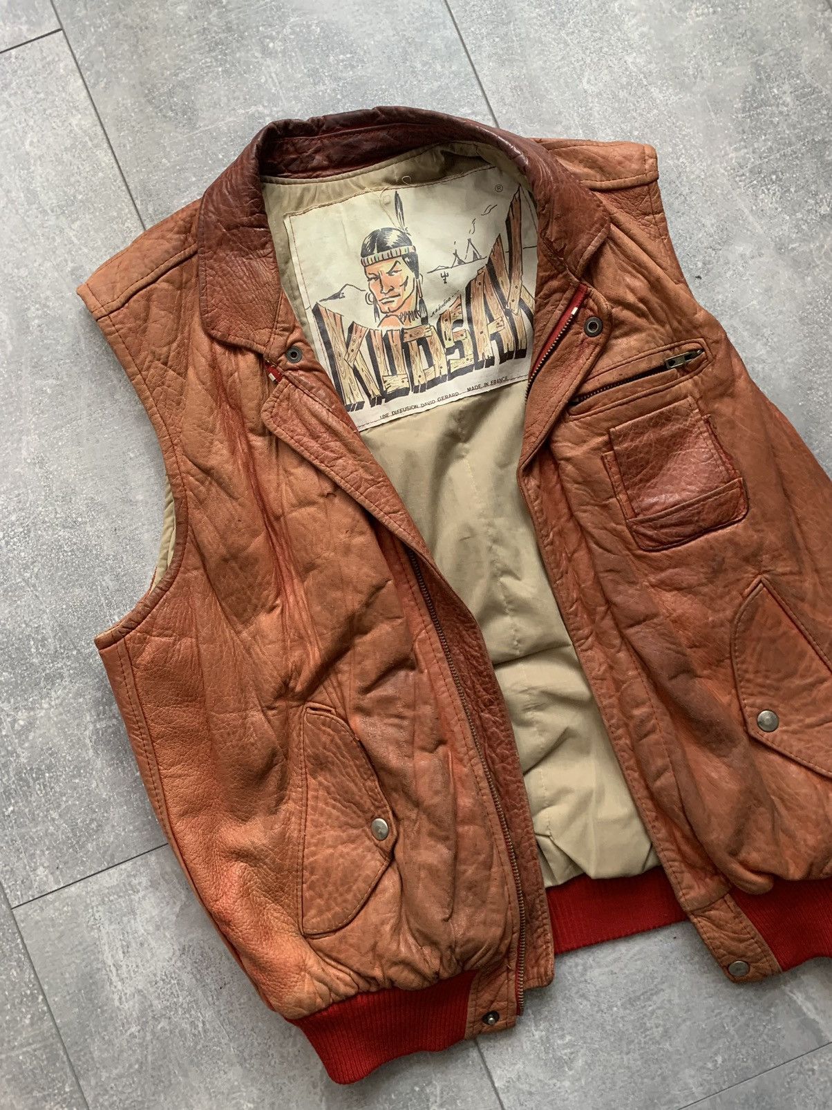 Vintage Kudsak vintage rare Indian leather vest jacket France Size US M / EU 48-50 / 2 - 4 Thumbnail