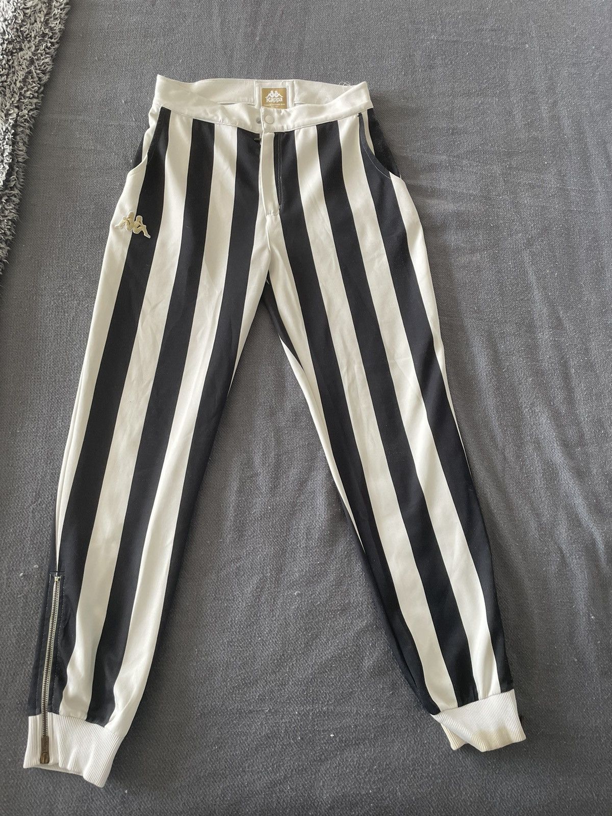 image of Italian Designers x Kappa Kontroll Black & White Striped Track Pants in Black/White, Women's (Size 