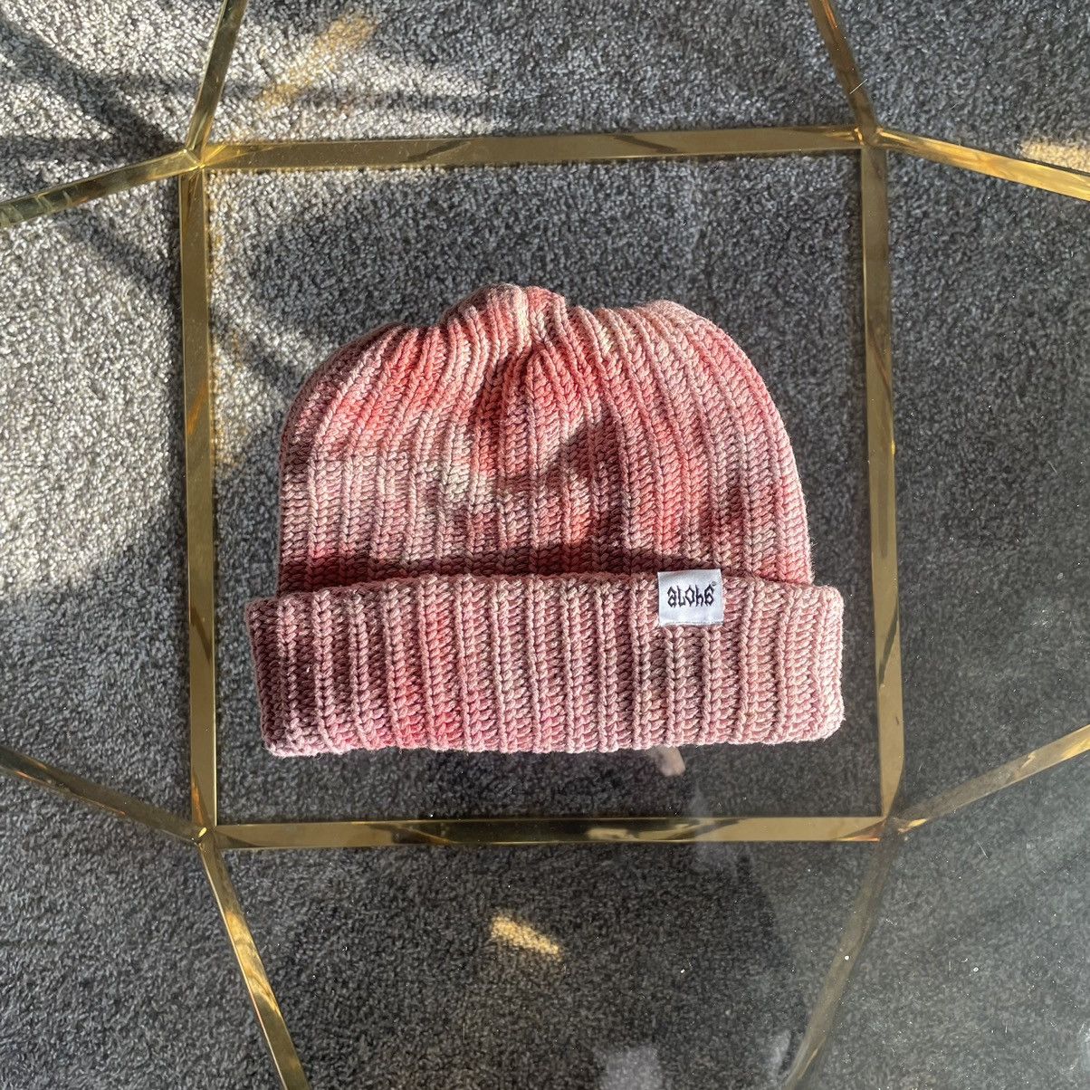 image of Aloha Wear x Chicago Aloha Worldwide Shop “Headache” Greymatter Brain Dye Beanie in Pink, Women's