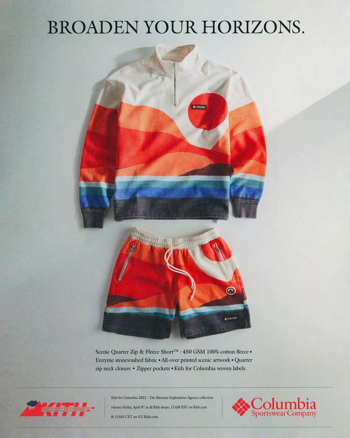 Columbia × Kith 2022 Sonoran Desert Quarterzip Fleece Red Hibiscus Sunset Size US L / EU 52-54 / 3 - 18 Thumbnail