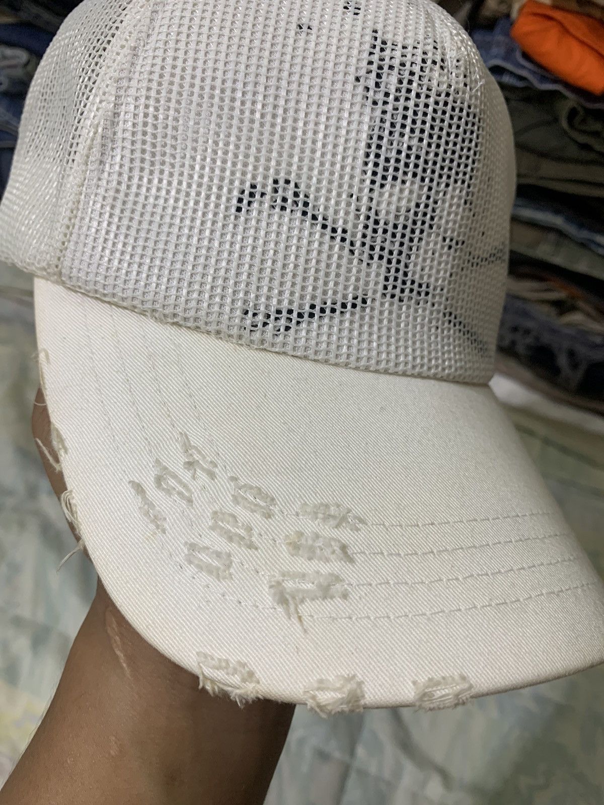 Seditionaries Trucker hat reproduct NYC skull design distressed hat Size ONE SIZE - 7 Thumbnail