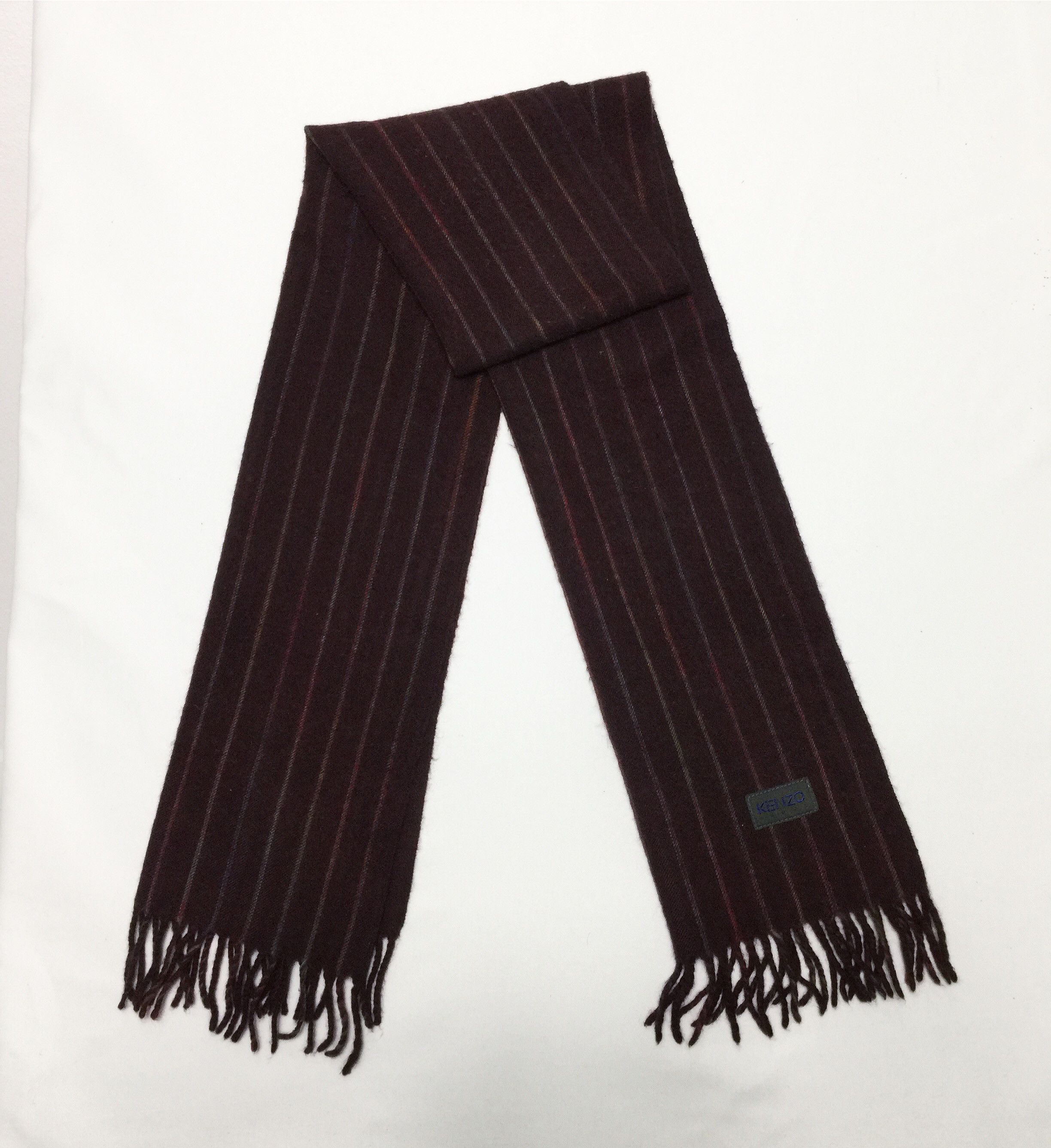 image of Kenzo Wool Muffler Scarf / Made In Japan in Dark Maroon, Men's
