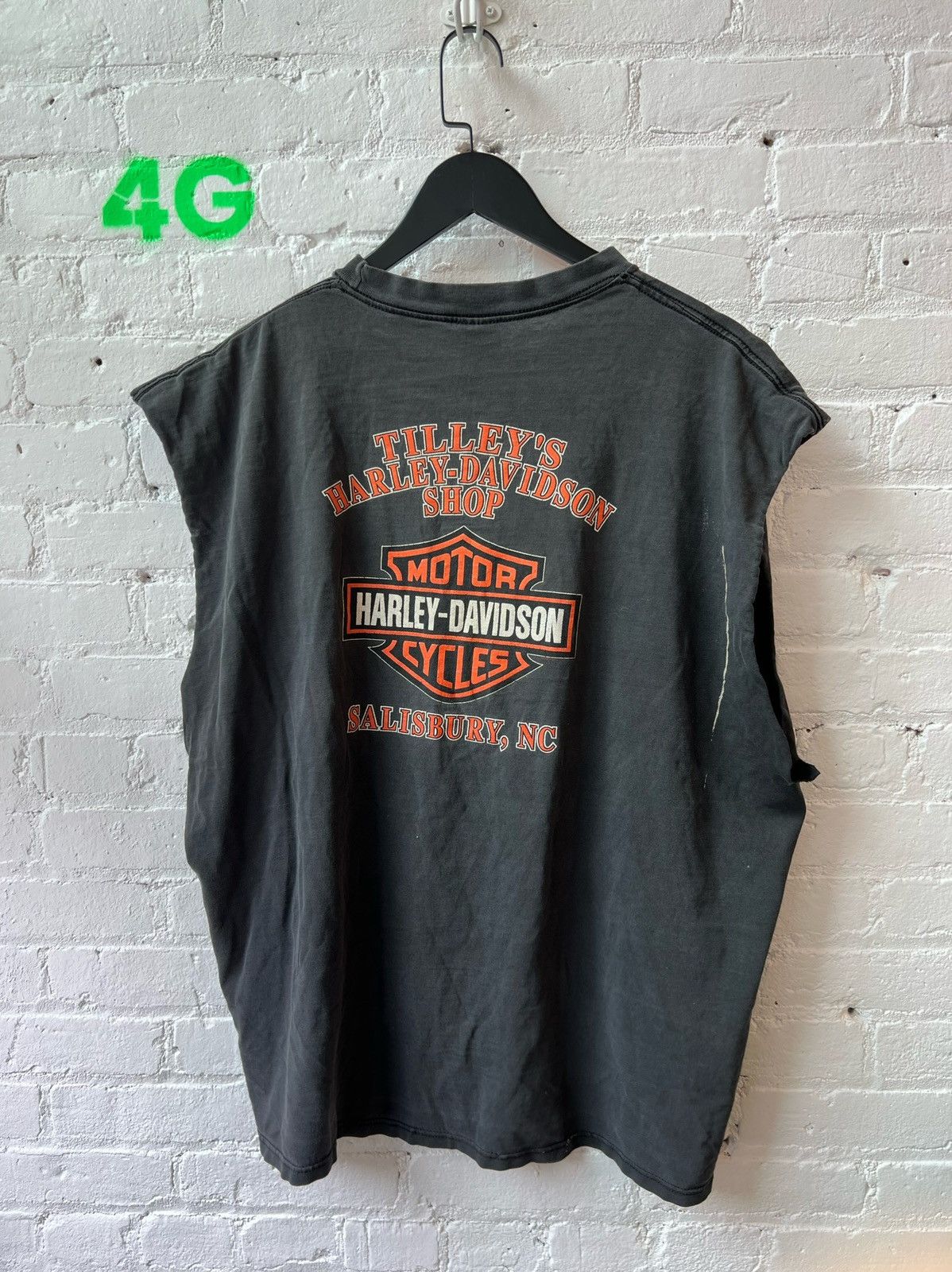 Pre-owned Harley Davidson X Vintage Thrashed Harley Davidson Black Tank Top Shirt Cutoff
