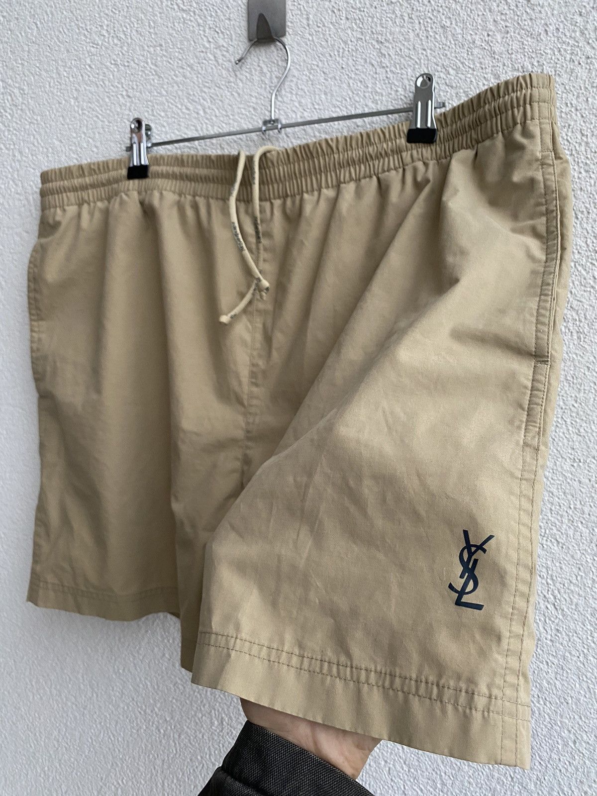 Image of Vintage x YVES Saint Laurent Beige YSL Shorts YVES Saint Laurent Shorts, Men's (Size 38)