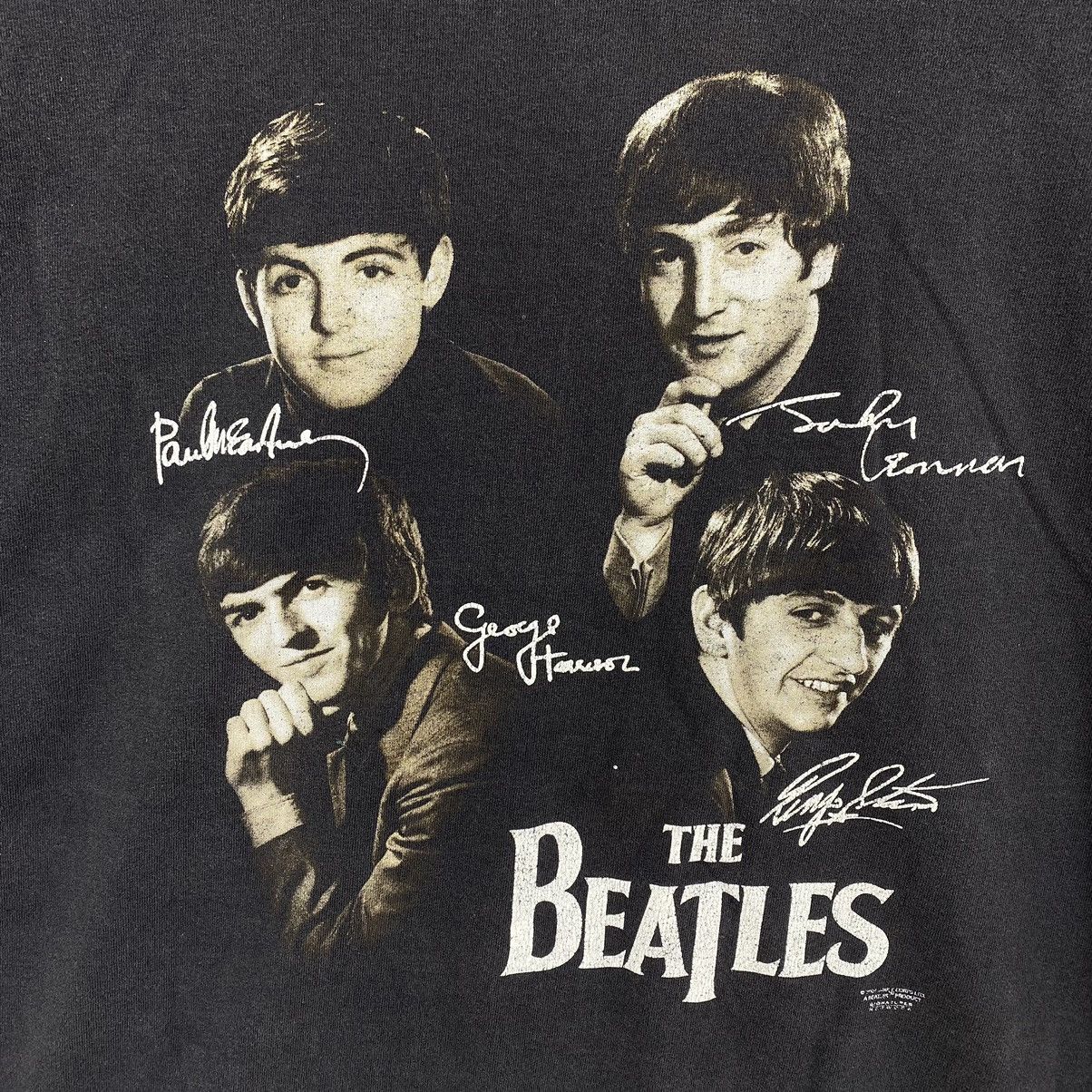 Band Tees × Vintage Vintage 90s THE BEATLES Rock Band Singer Face Print Black Size US M / EU 48-50 / 2 - 3 Thumbnail