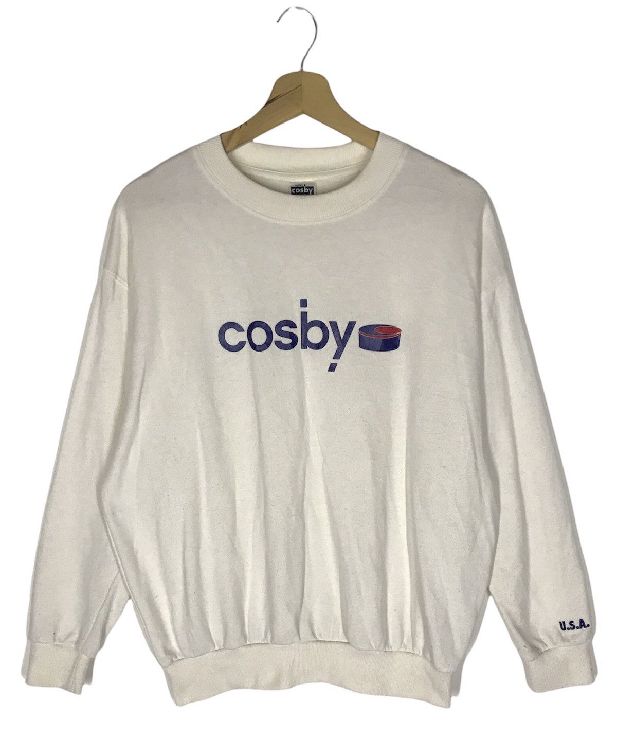 Vtg GERRY COSBY USA Ice Hockey Fleece Yellow Sweatshirt