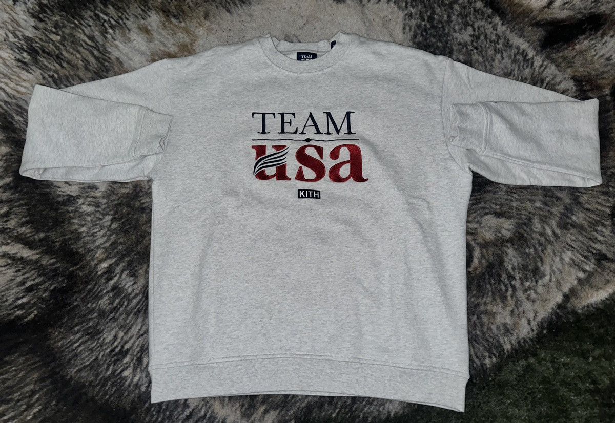 image of Kith X Team Usa Crewneck in Grey, Men's (Size Medium)