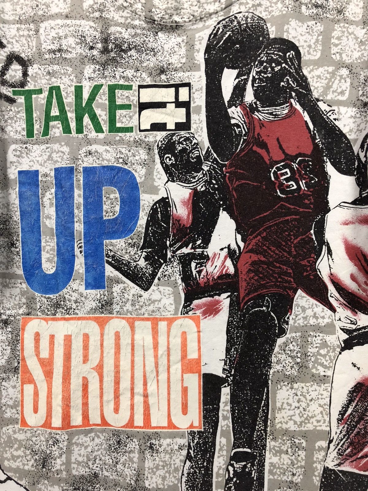 NBA × Rap Tees × Vintage Vintage 90s Basketball Take It Up Strong Fullprint t shirt Size US L / EU 52-54 / 3 - 2 Thumbnail