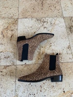 image of Celine Carmague Brown Pony Hair Leopard Print Boots, Men's (Size 9)